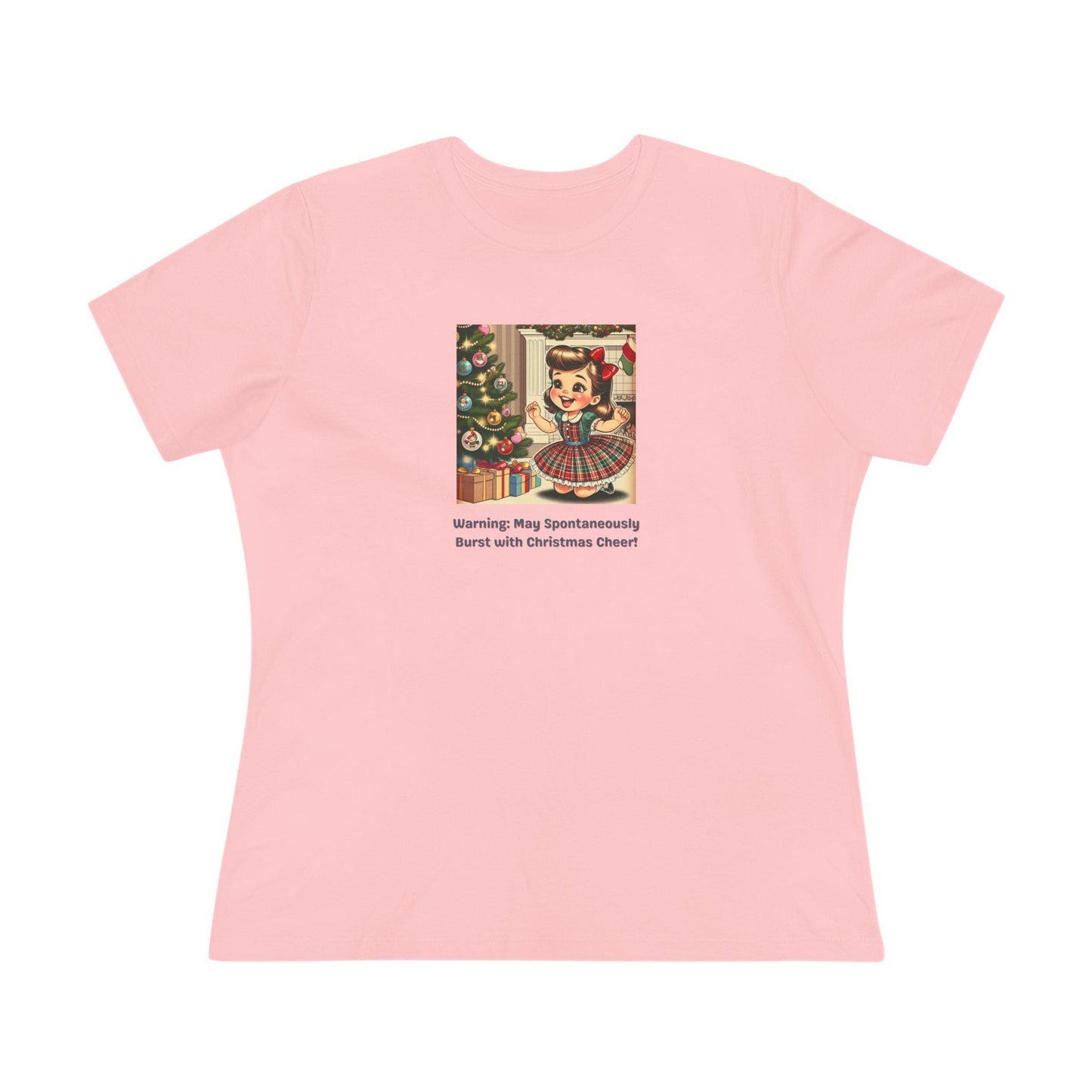 Warning: May Spontaneously Burst with Christmas Cheer! - Women's Softstyle Tee - Whippie's