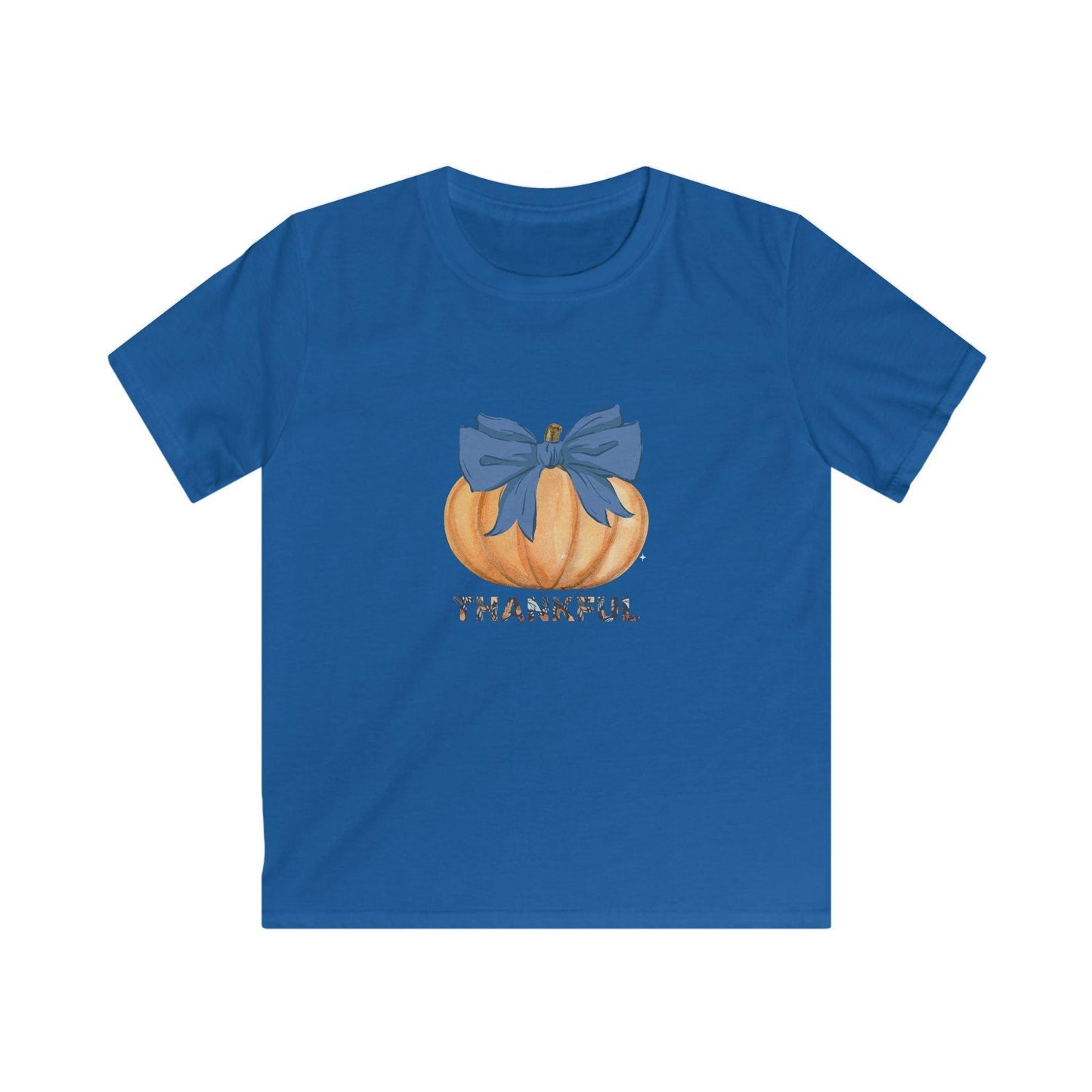 Thankful Pumpkin - Blue Bow - Kids Tee 💙🎃 - Whippie's