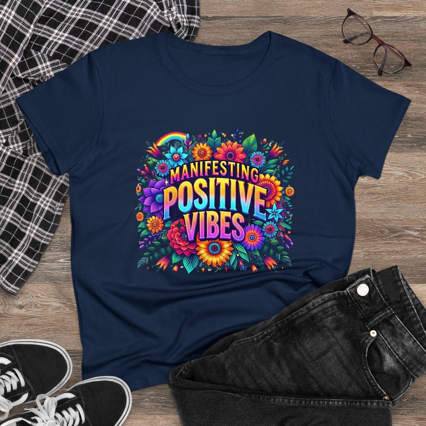 ✨ Manifesting Positive Vibes 🌈 Women's Tee 🌼 - Whippie's