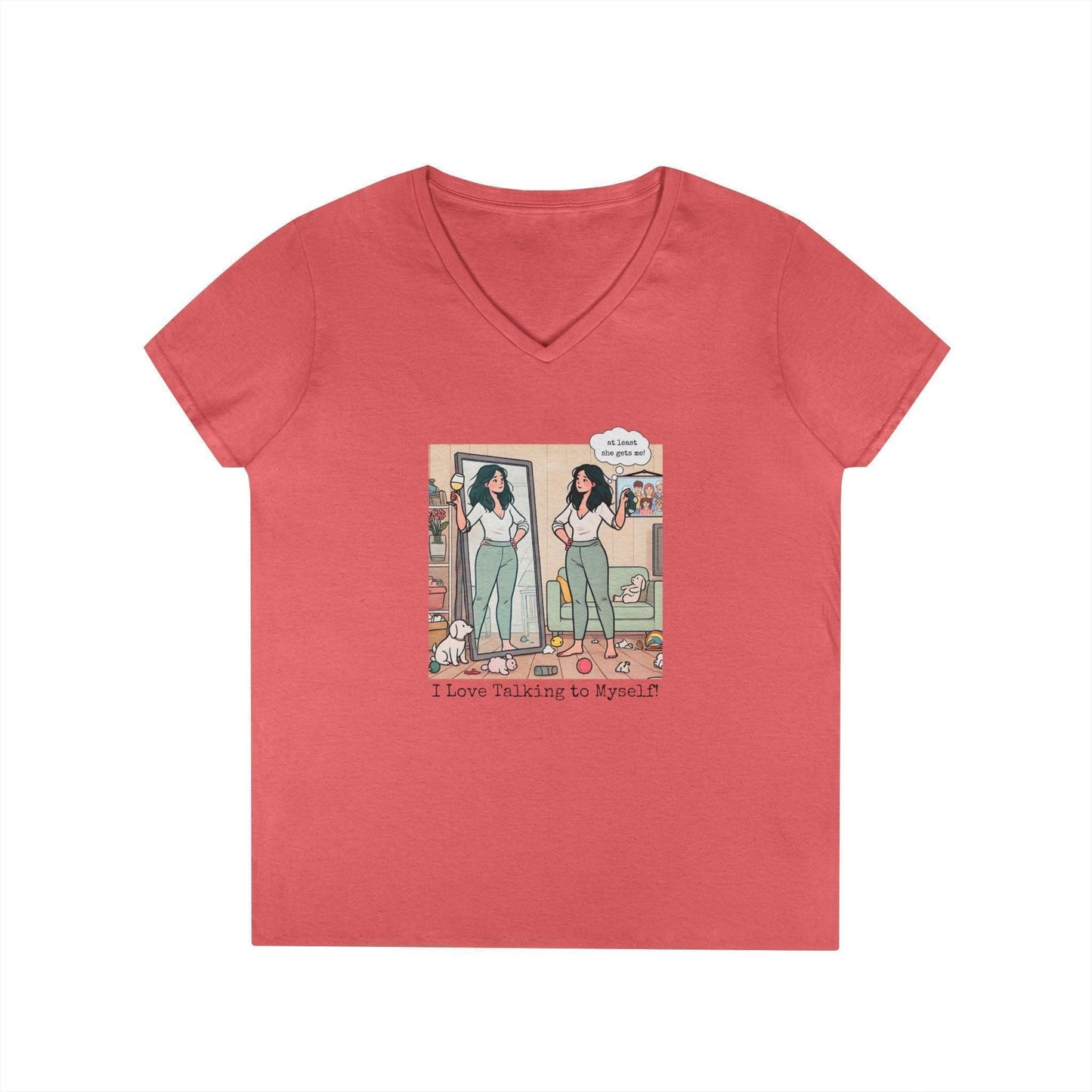 🗣️ I Love Talking to Myself! 🍷 Ladies' V-Neck Tee ✨ Find your best listener in the mirror! - Whippie's
