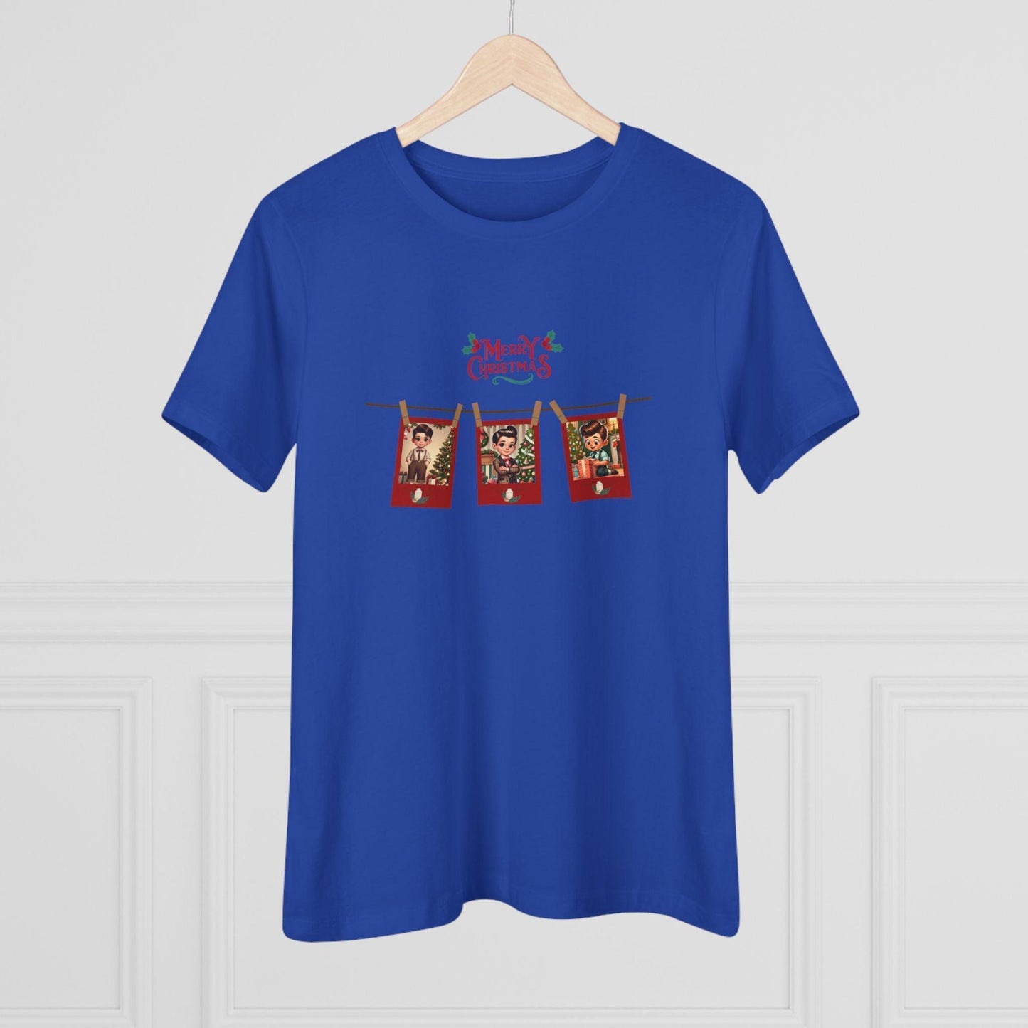 Merry Christmas - Photo Banner - Dark Hair Boys - Women's Softstyle Tee - Whippie's