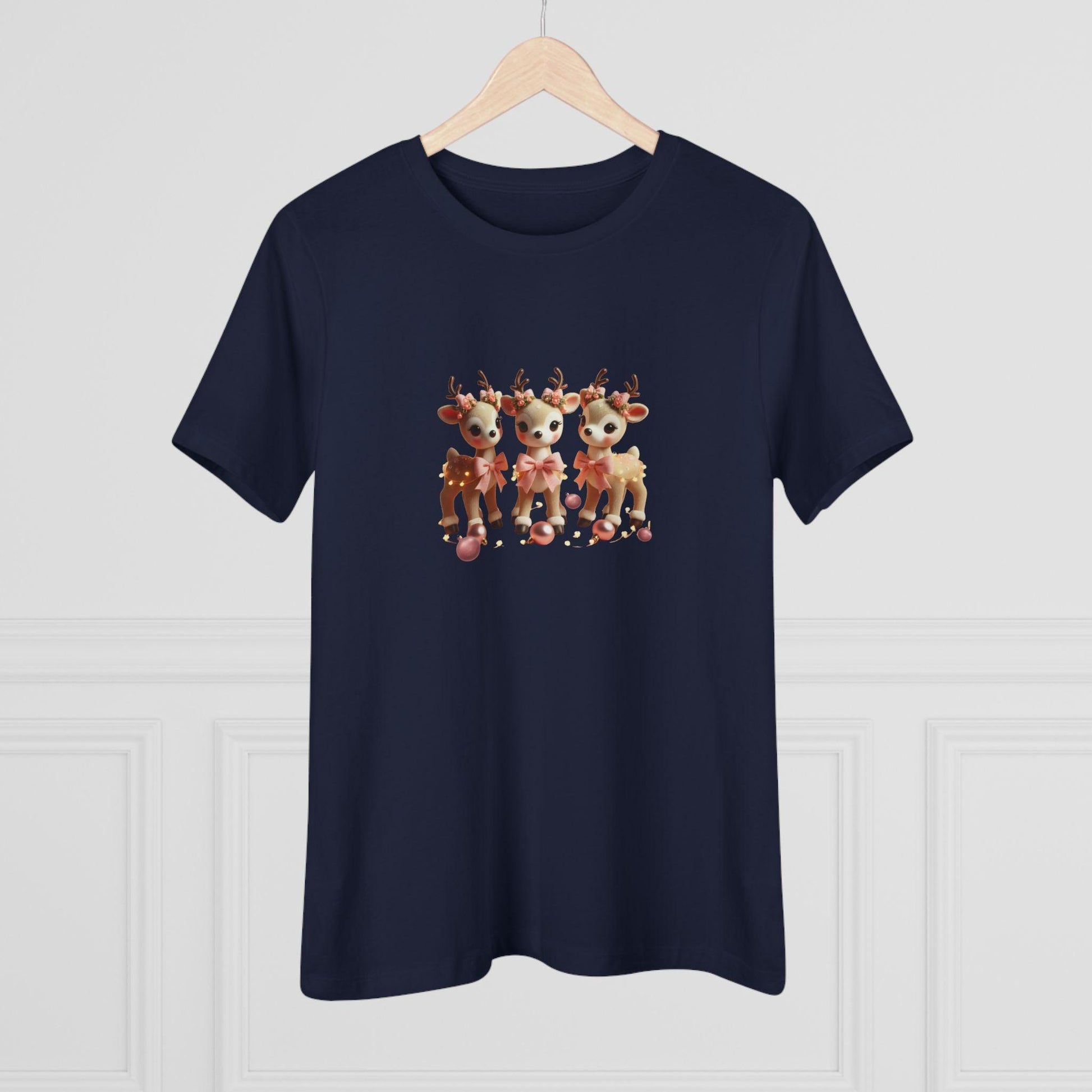Rose Gold Reindeer Trio Christmas Decor - Women's Softstyle Tee - Whippie's
