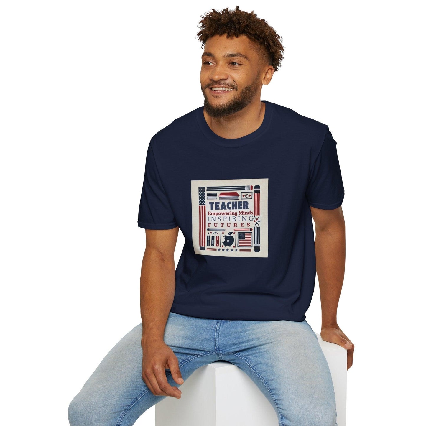 Teacher, Empowering Minds, Inspiring Futures Tee 🍎📚 - Patriotic Colors - Unisex T-Shirt - Whippie's