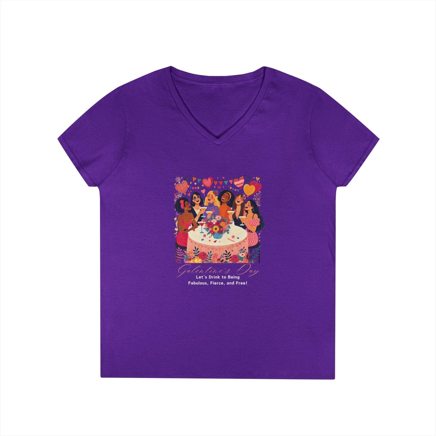 ๐ Galentine's Day: Fabulous, Fierce & Free! ๐ฅ Ladies' V-Neck Tee โจ Celebrate the power of female friendship! - Whippie's