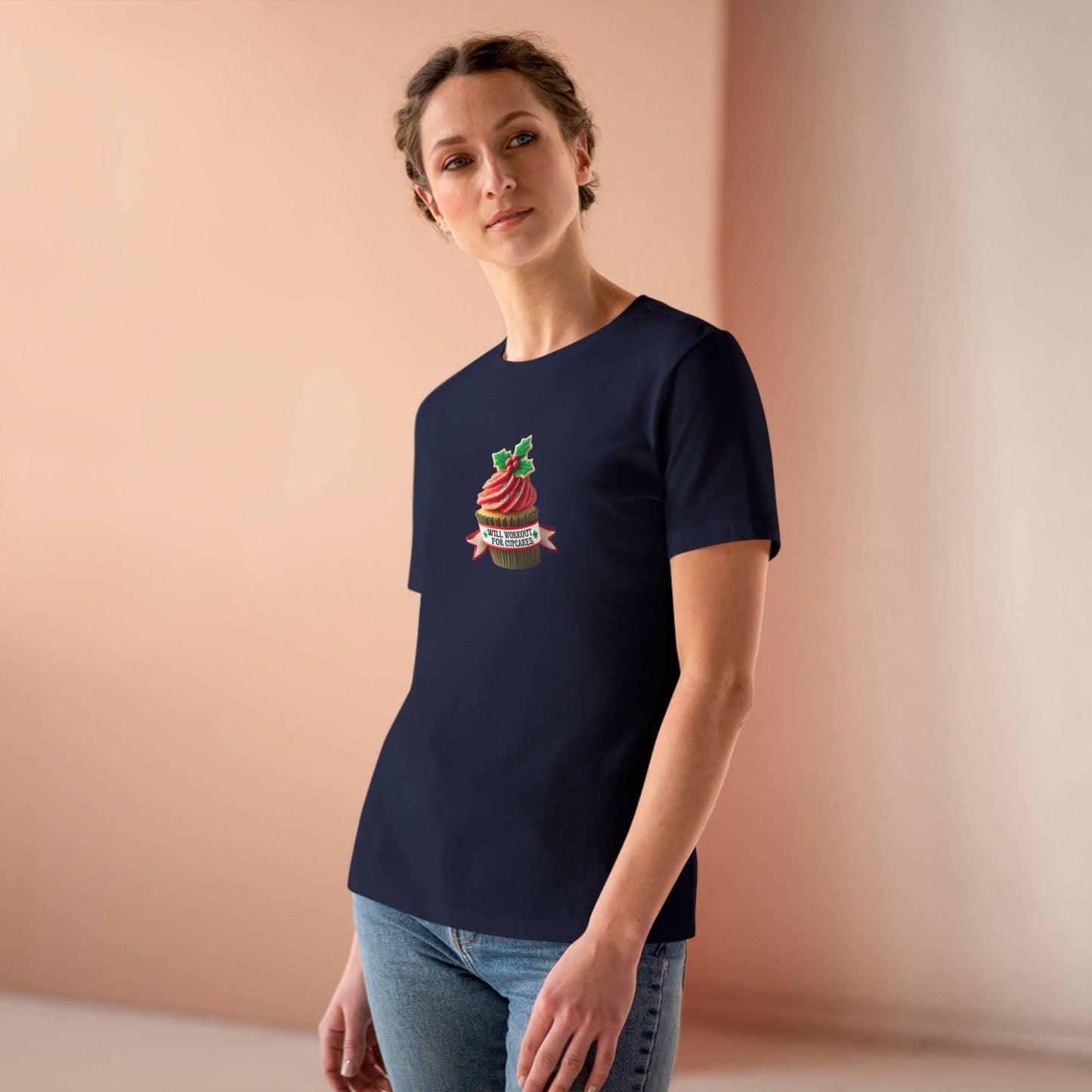 Will Workout for Cupcakes - Christmas Edition - Fuel Your Fitness! 🧁💪🎄 - Women's Softstyle Tee - Whippie's