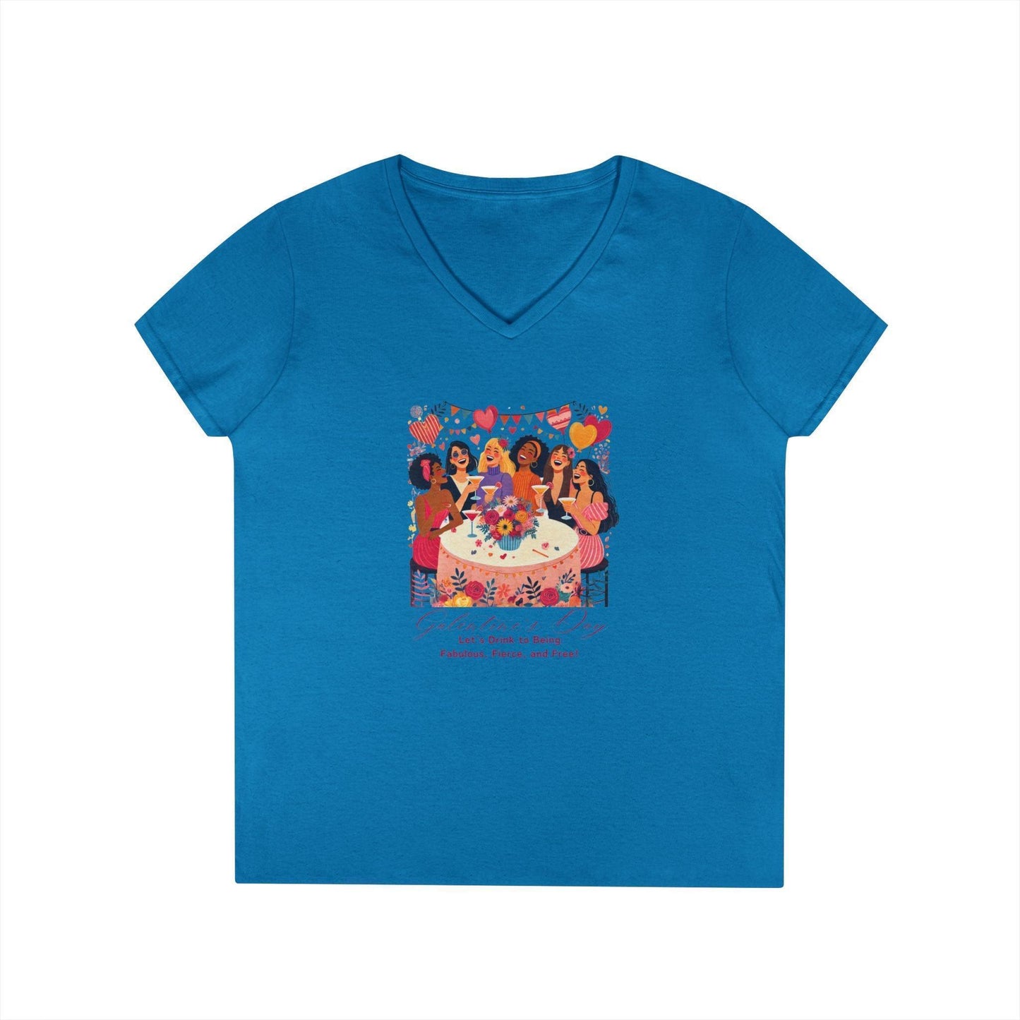 ๐ Galentine's Day: Fabulous, Fierce & Free! ๐ฅ Ladies' V-Neck Tee โจ Celebrate the power of female friendship! - Whippie's