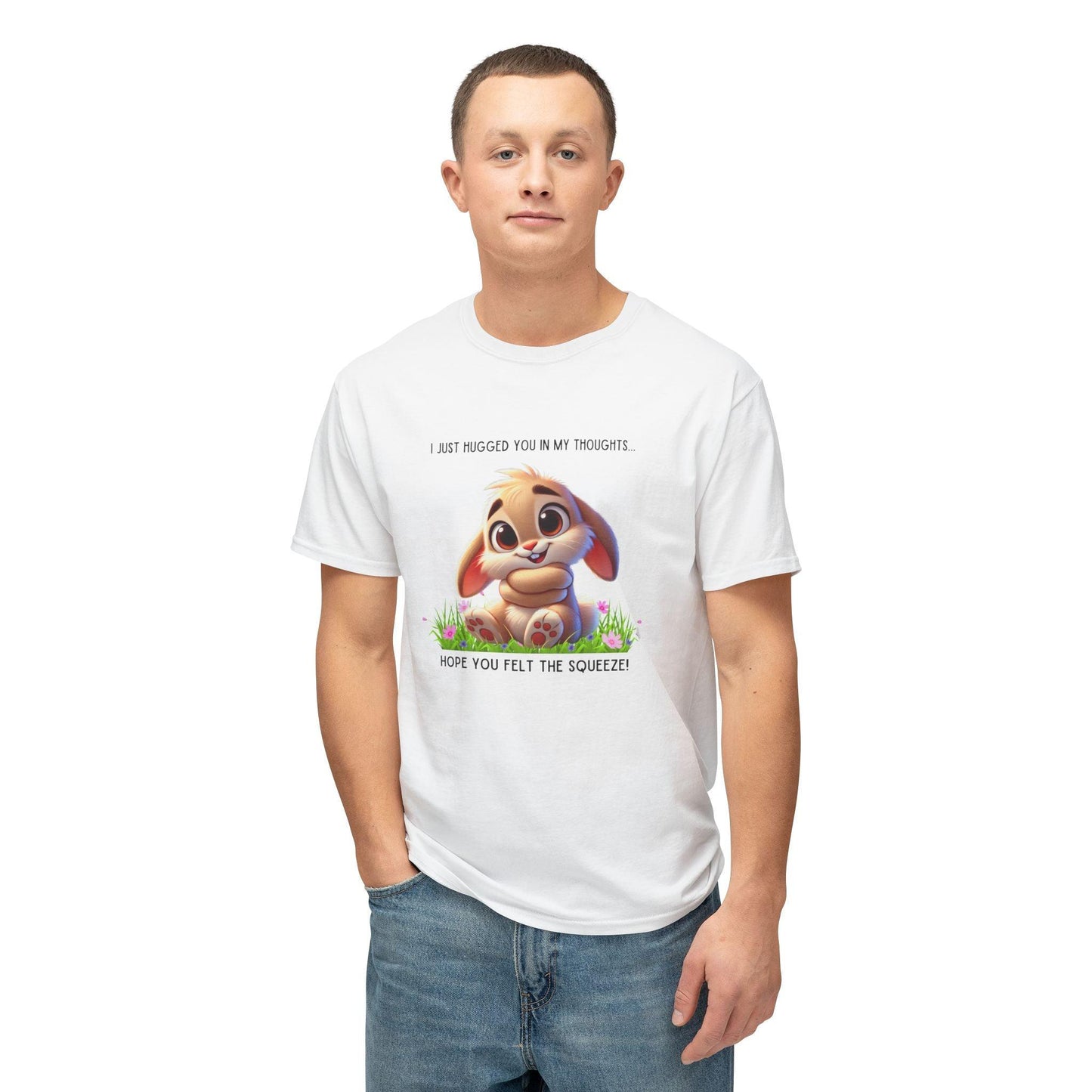 Hugs in My Thoughts - Sending Virtual Hugs! 🤗🐰 Unisex HD Cotton T-shirt - Whippie's