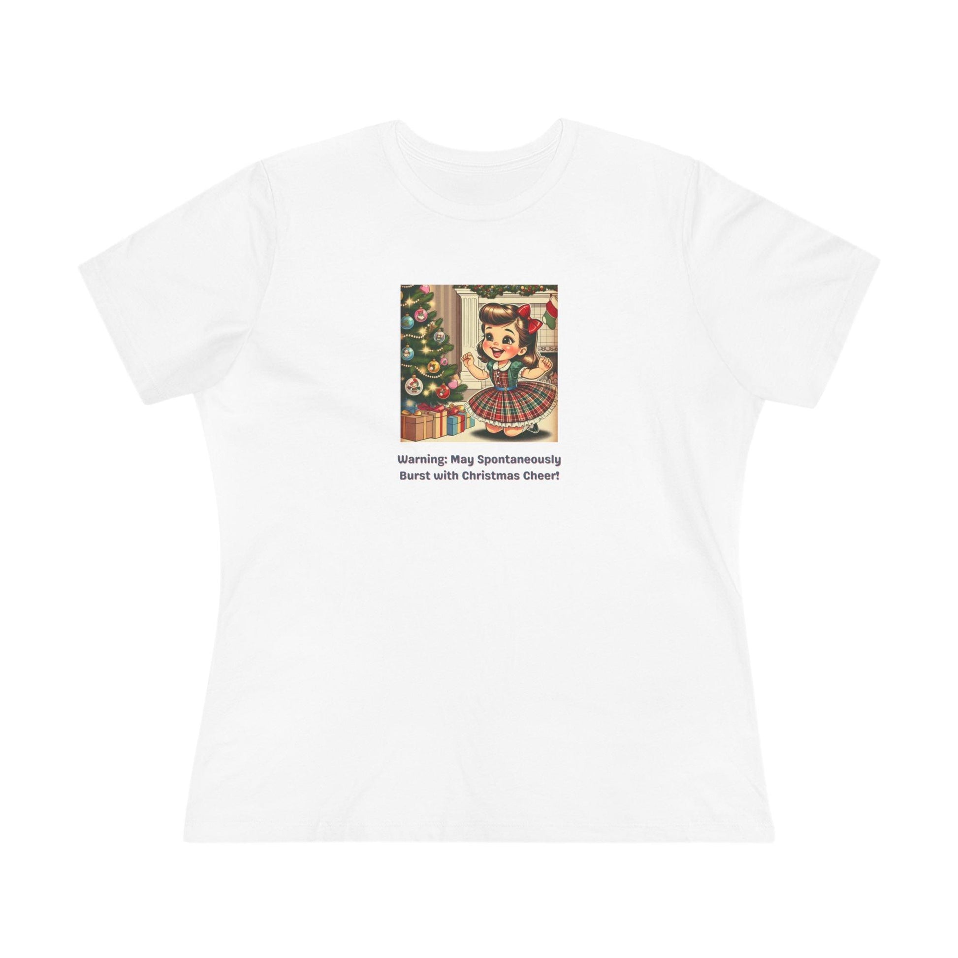 Warning: May Spontaneously Burst with Christmas Cheer! - Women's Softstyle Tee - Whippie's