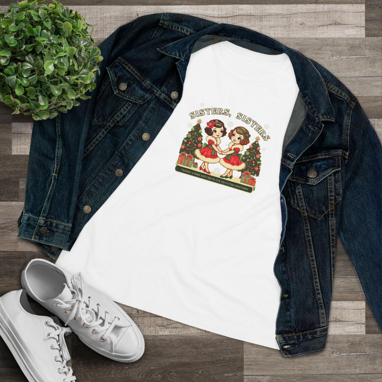 Sisters, Sisters (Brunette Sisters) There Were Never Such Devoted Sisters! 👭🏽🎄 Women's Softstyle Tee - Whippie's