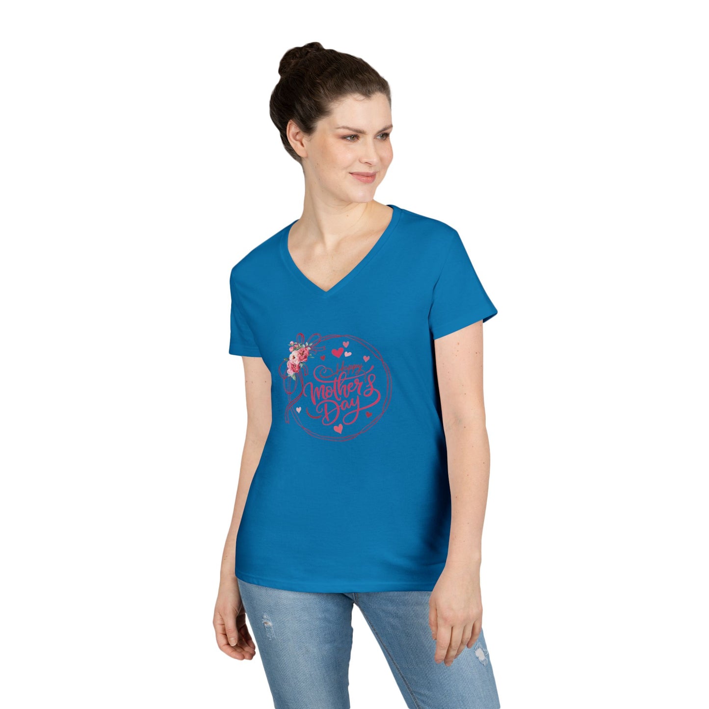 Happy Mother's Day Peonies V-Neck T-Shirt - Whippie's