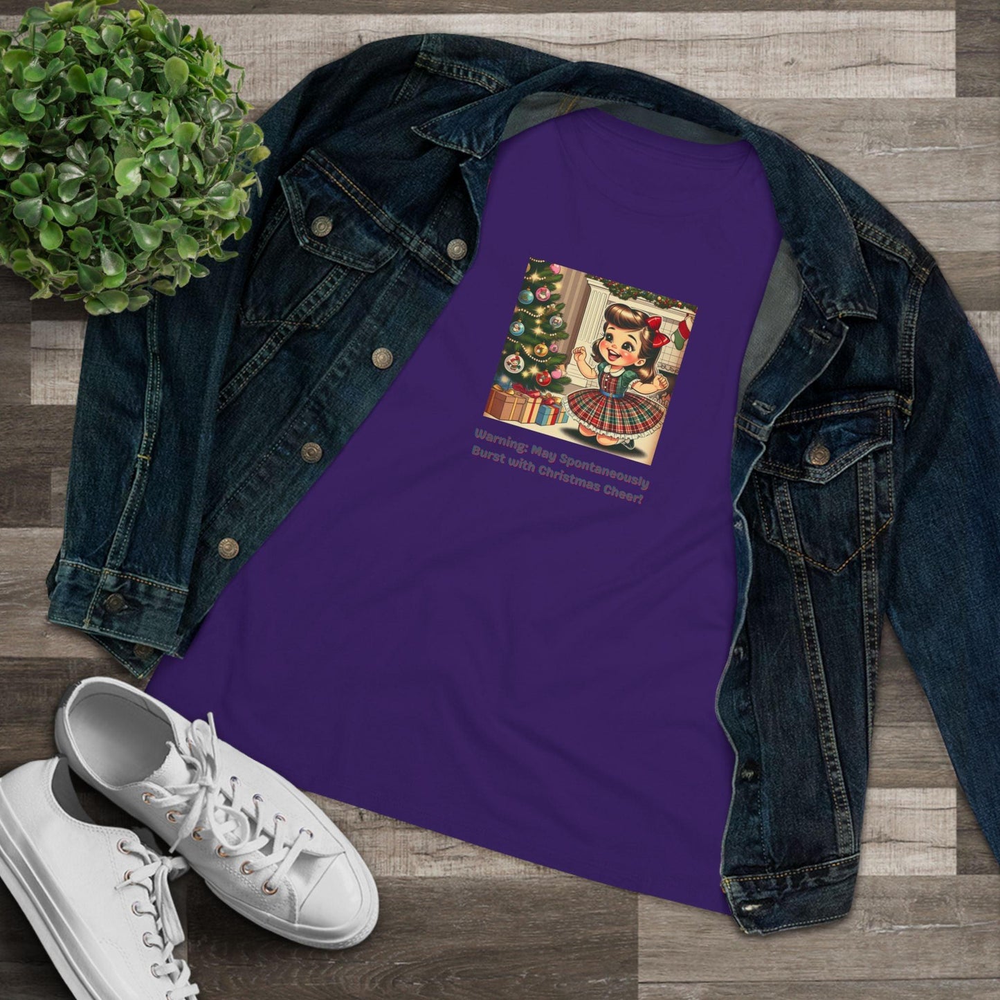 Warning: May Spontaneously Burst with Christmas Cheer! - Women's Softstyle Tee - Whippie's