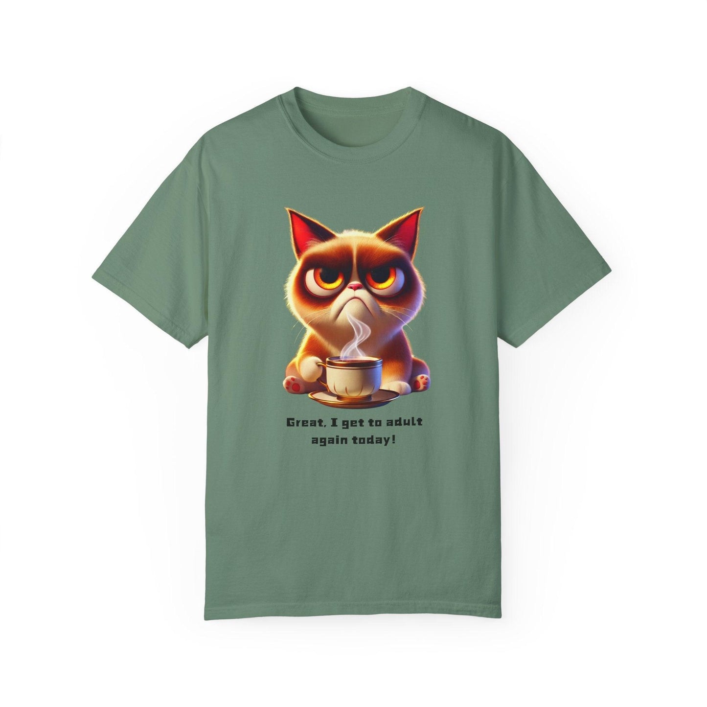 Adulting Again 😾☕ Unisex Garment-Dyed Tee 😹 - Whippie's