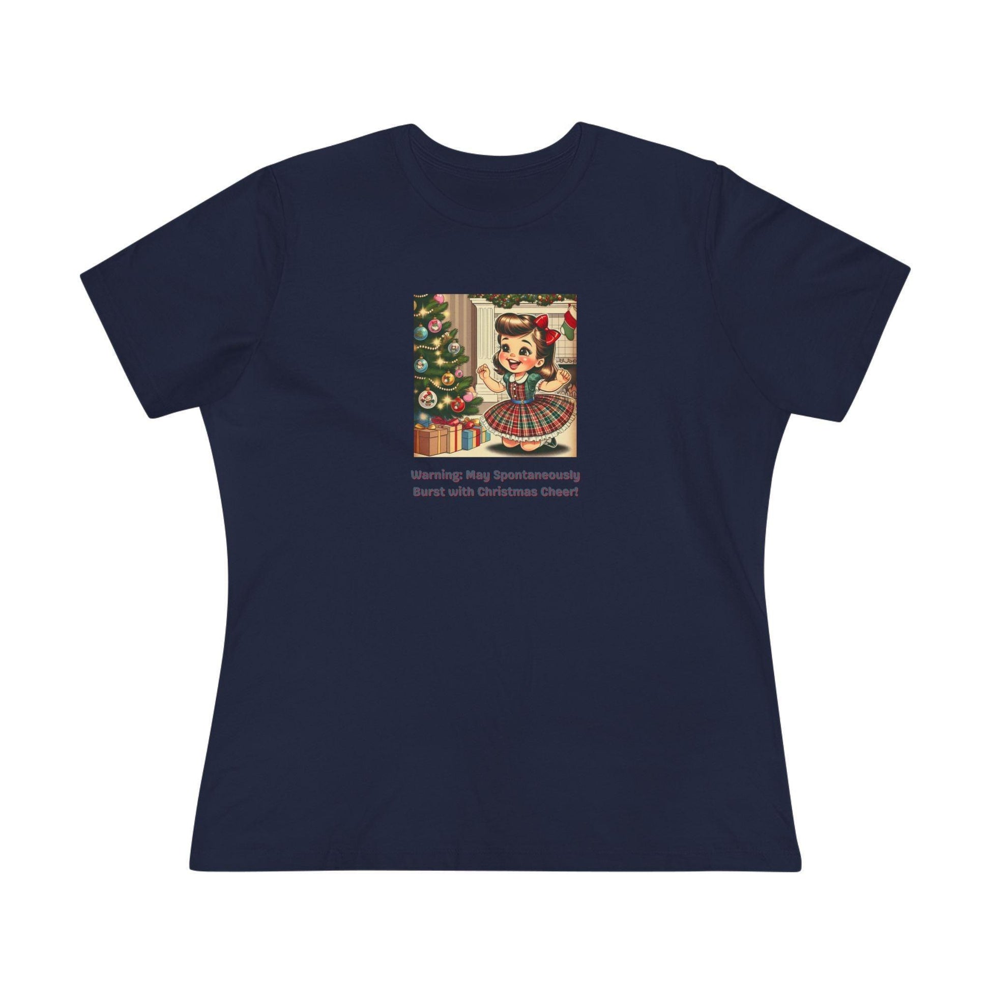 Warning: May Spontaneously Burst with Christmas Cheer! - Women's Softstyle Tee - Whippie's