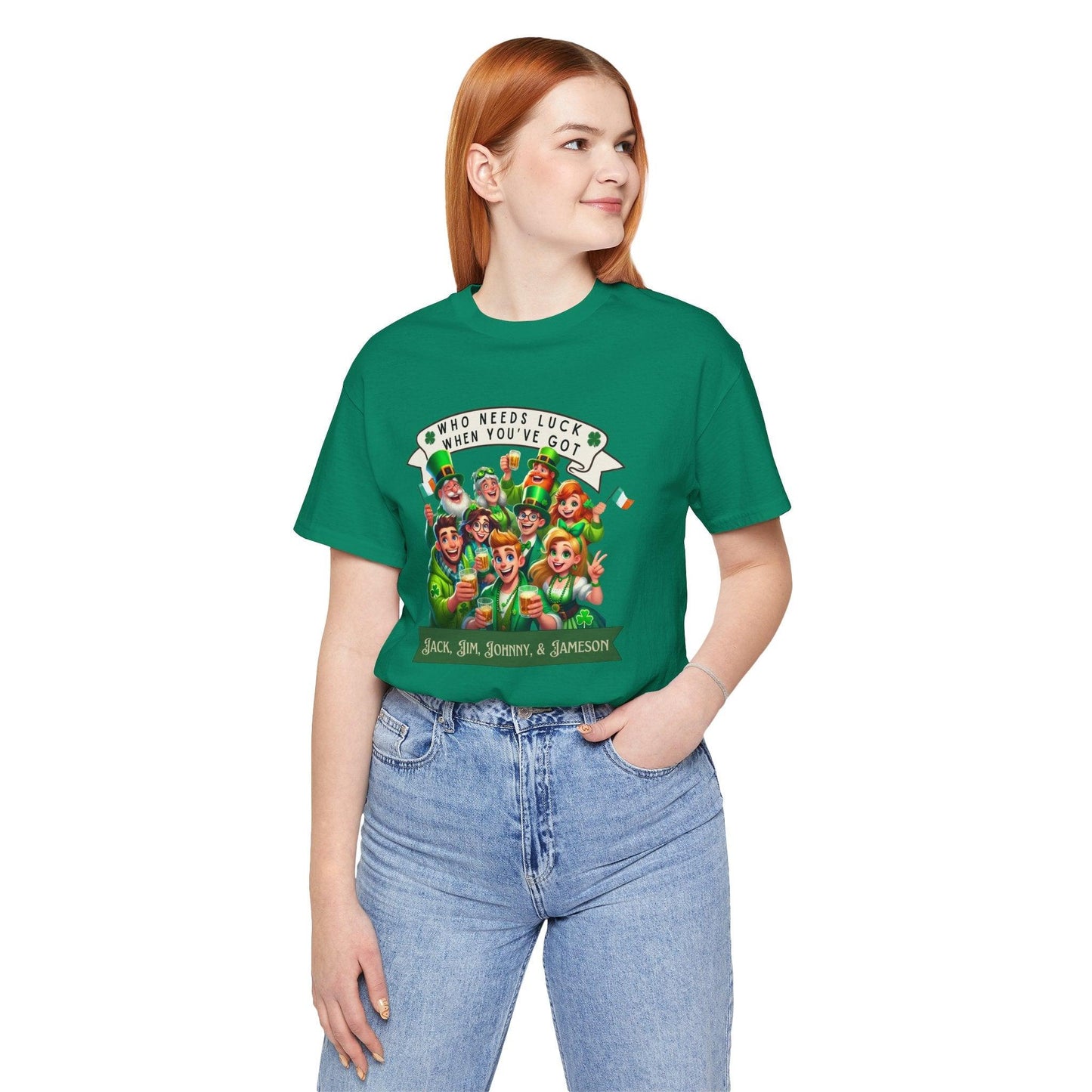 Whiskey Lovers St. Patrick's Day - Unisex Jersey Tee - Who Needs Luck? 🥃🍀 - Whippie's