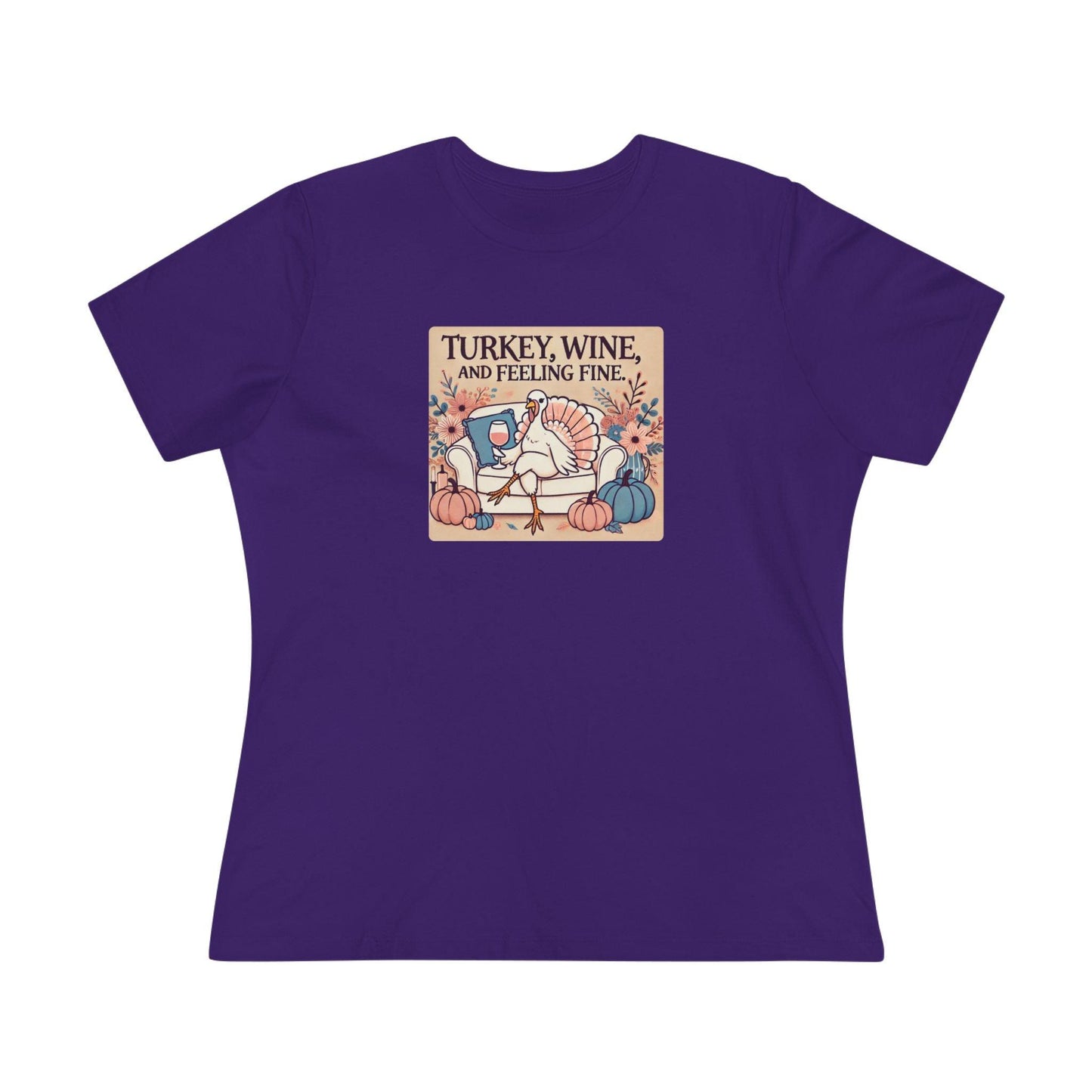 Turkey, Wine, Feeling Fine - Cheers to Thanksgiving! 🦃🍷 - Women's Softstyle Tee - Whippie's