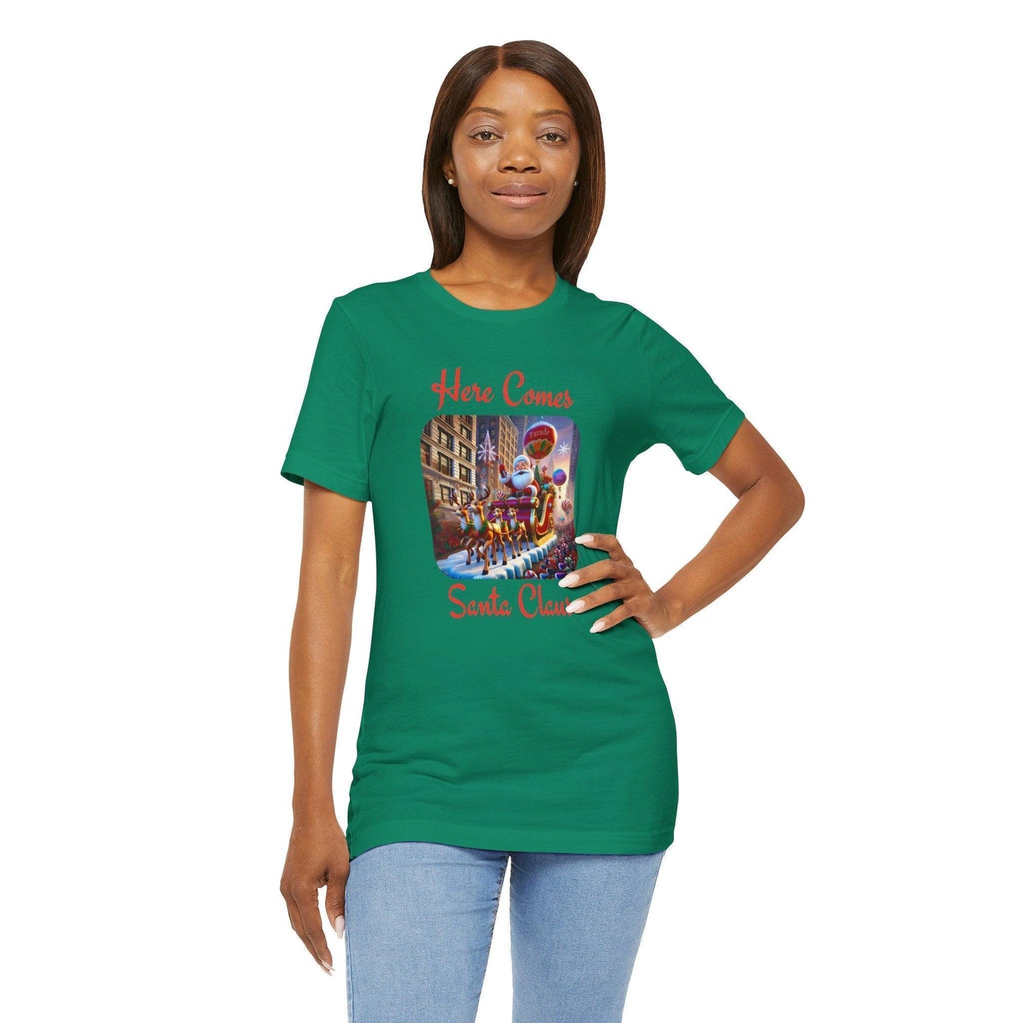 🎅 Here Comes Santa Claus 🎄 Unisex Jersey Tee ✨ - Whippie's