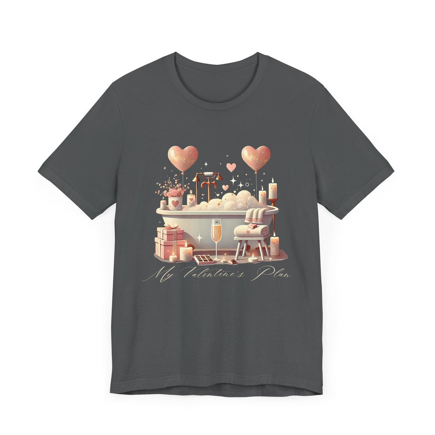 💖 My Valentine's Plan 🛁 Unisex Jersey Tee ✨ Romance, Relaxation, and a Touch of Whimsy! - Whippie's