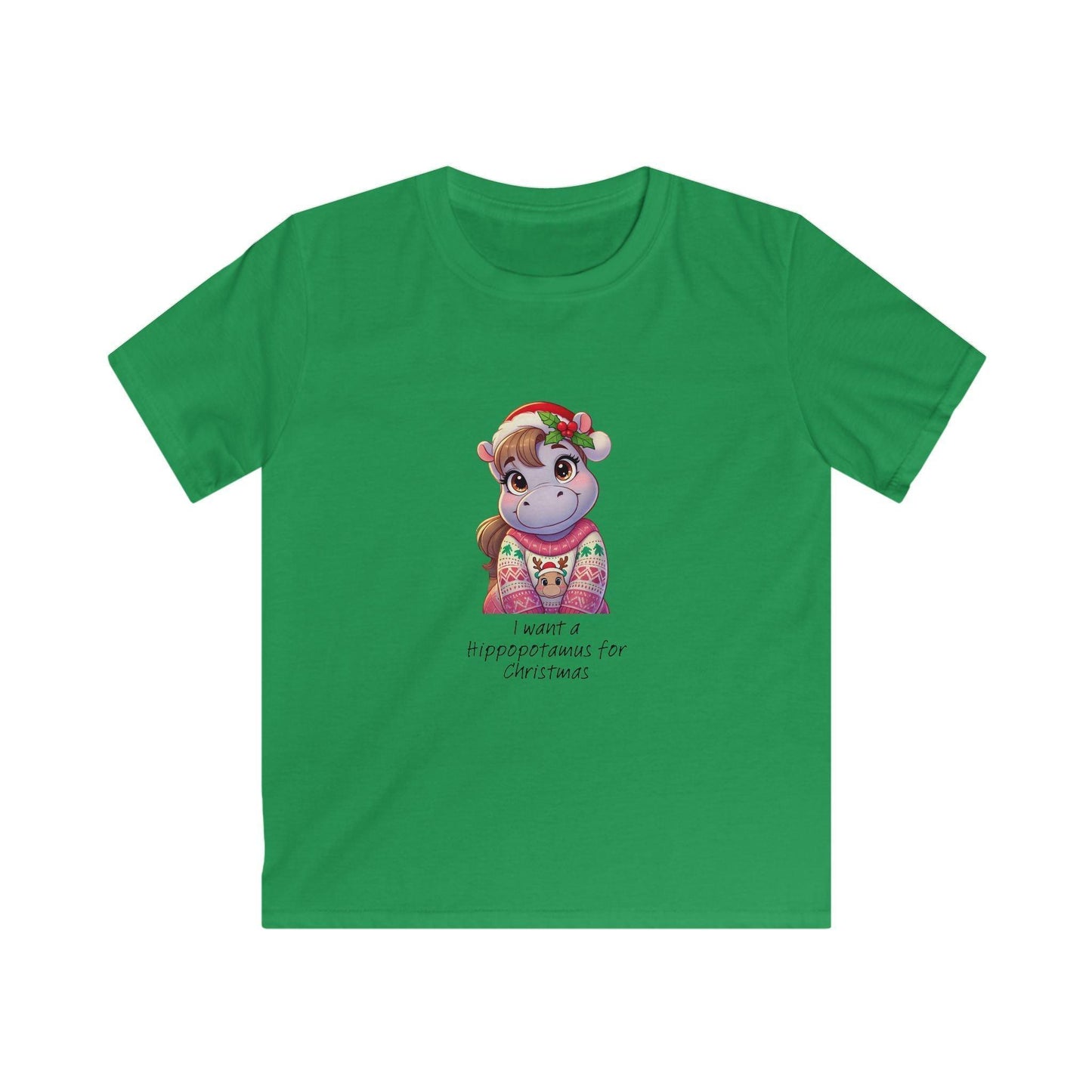 I Want a Hippopotamus for Christmas 🦛🎄 Girl Hippo - Kids' Tee! 🎁✨ - Whippie's