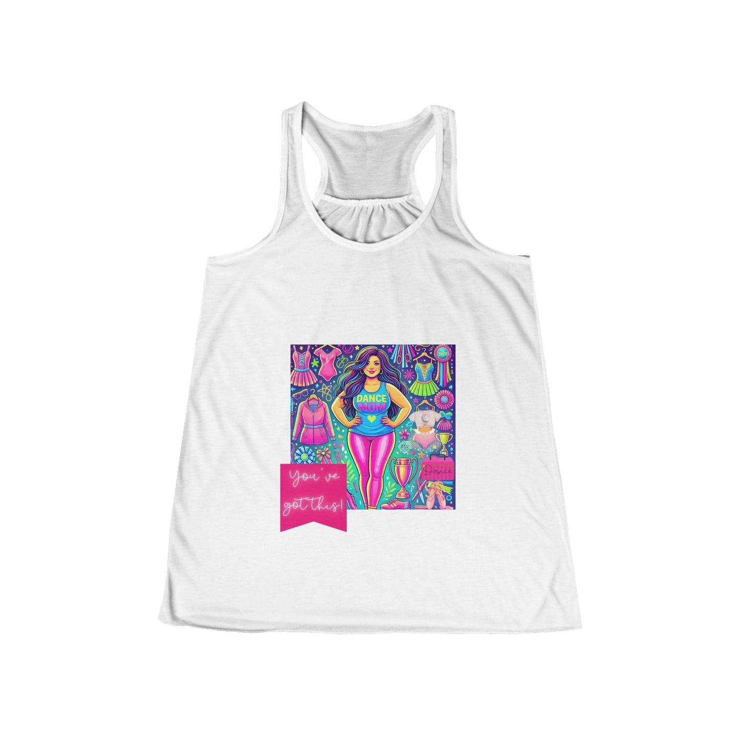 Dance Mom: You've Got This - Brunette Curvy Mom Flowy Racerback Tank - Whippie's