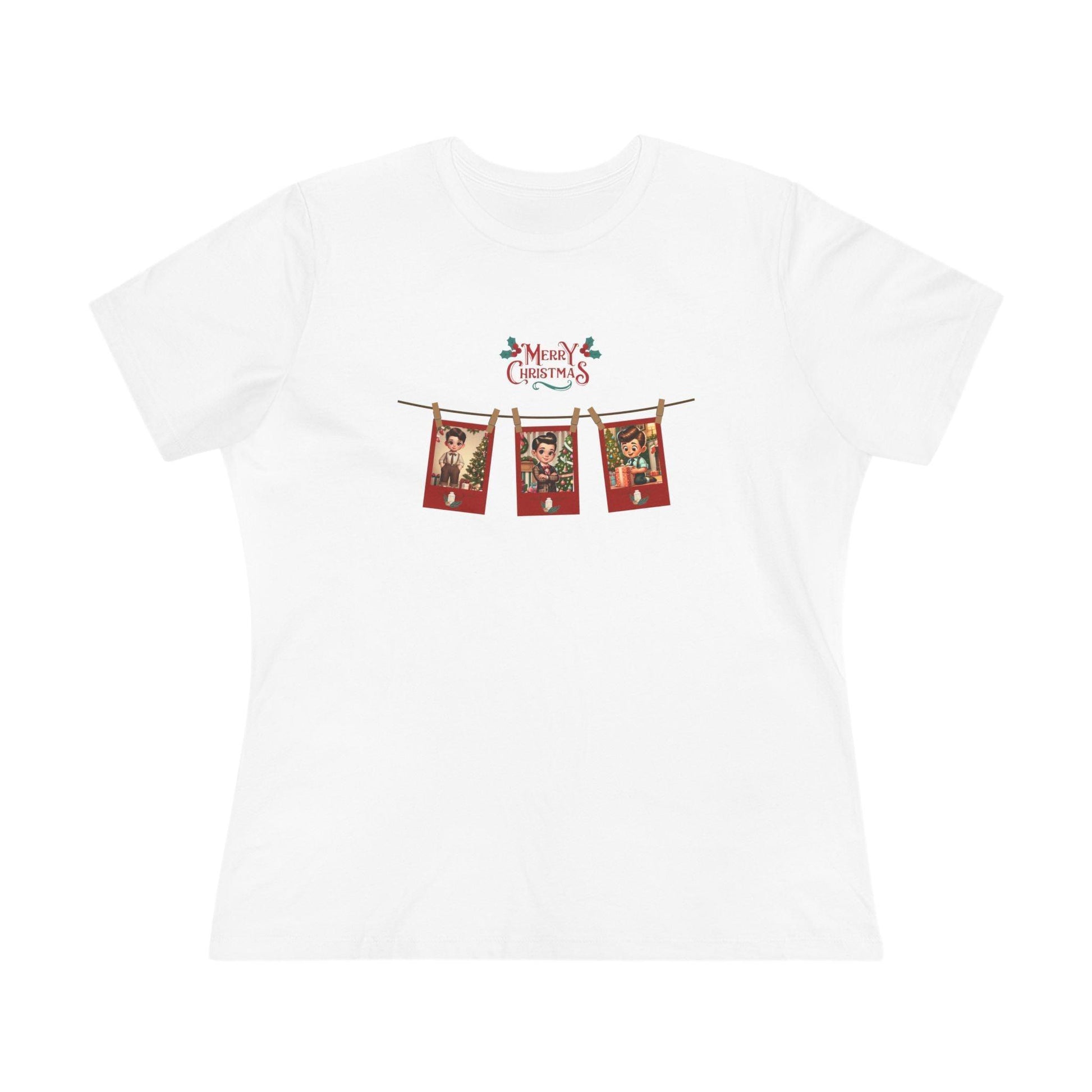 Merry Christmas - Photo Banner - Dark Hair Boys - Women's Softstyle Tee - Whippie's