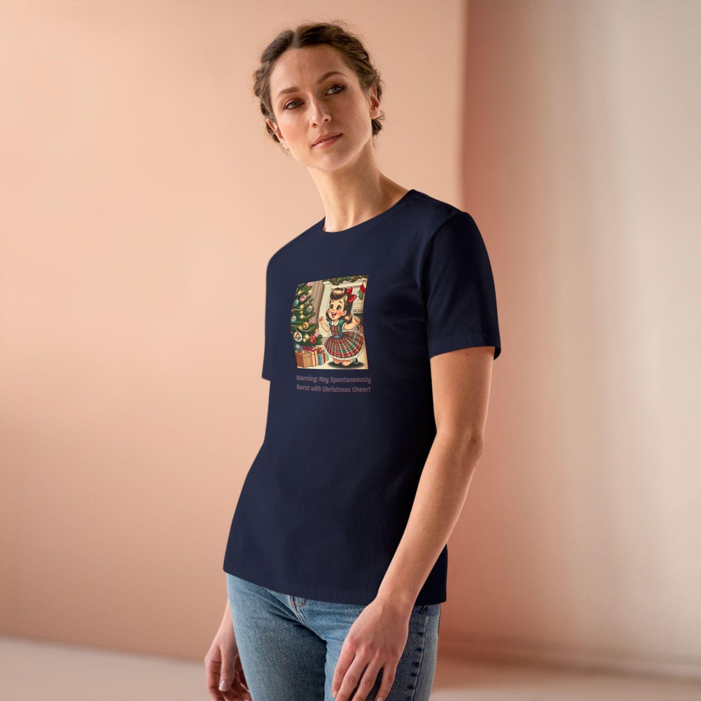 Warning: May Spontaneously Burst with Christmas Cheer! - Women's Softstyle Tee - Whippie's