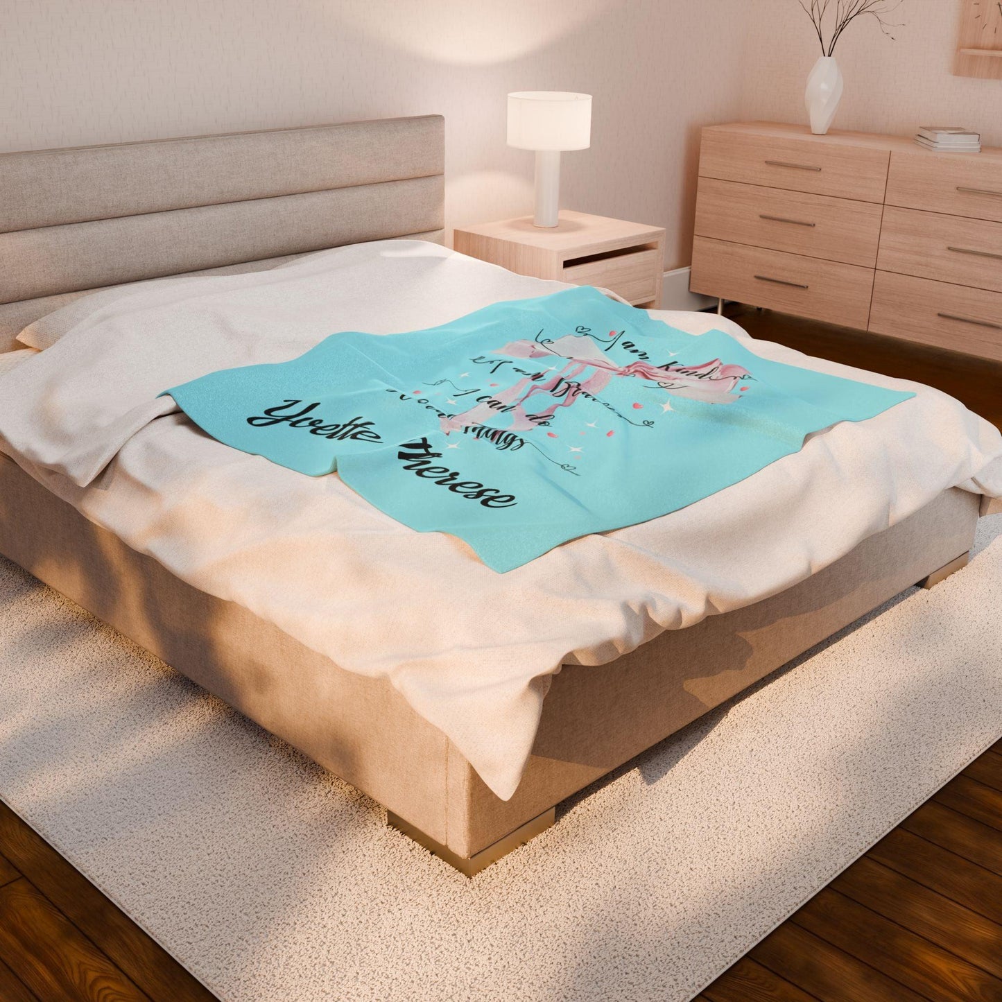 I am Kind, I am Creative, I am Brave, I can Do Hard Things Velveteen Plush Blanket - Personalizable - Whippie's