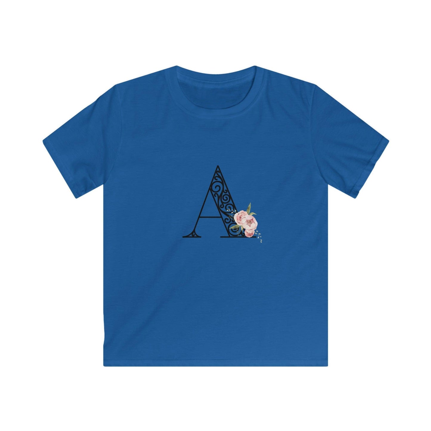 Floral Letters: Letter A - Kids Softstyle Tee - Whippie's