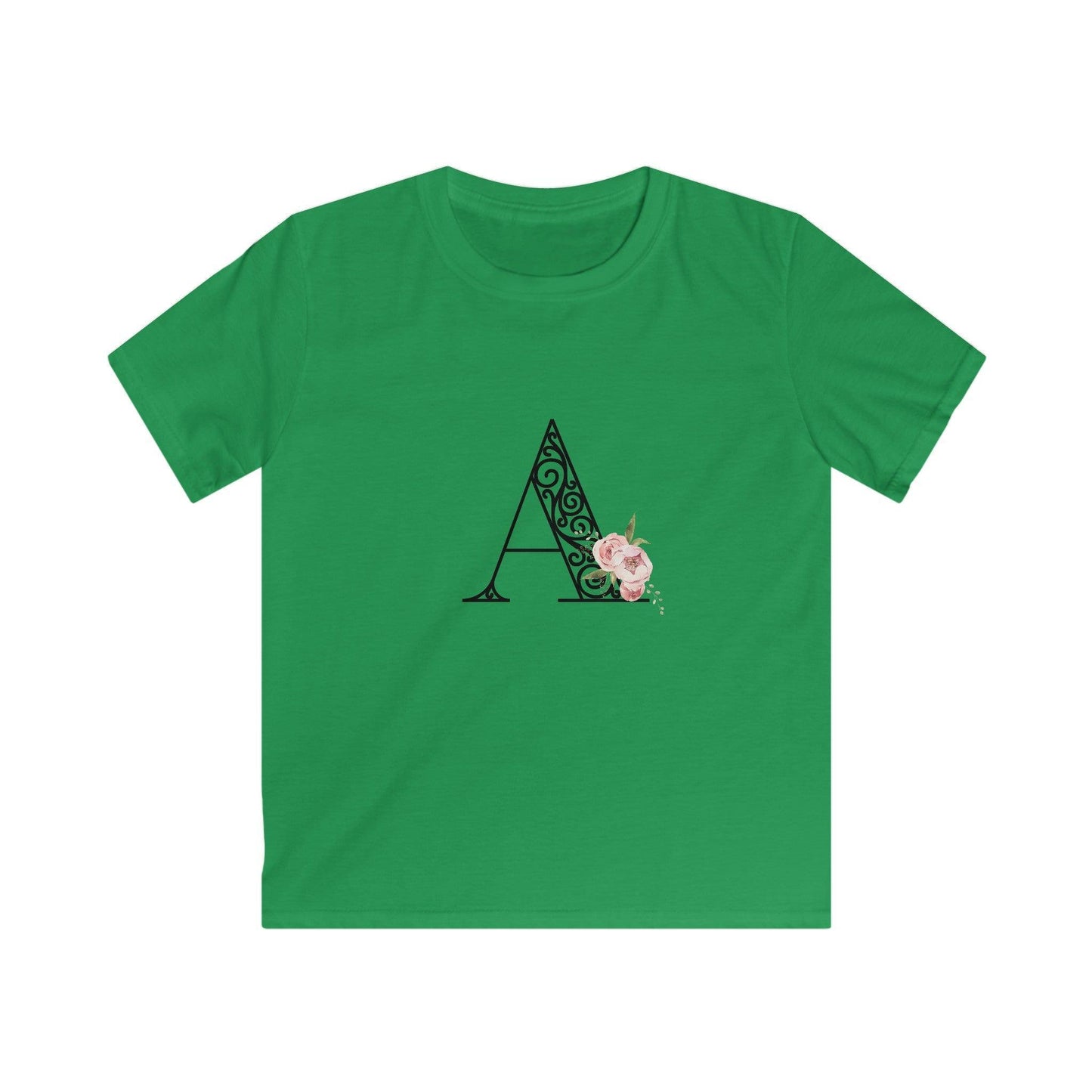 Floral Letters: Letter A - Kids Softstyle Tee - Whippie's