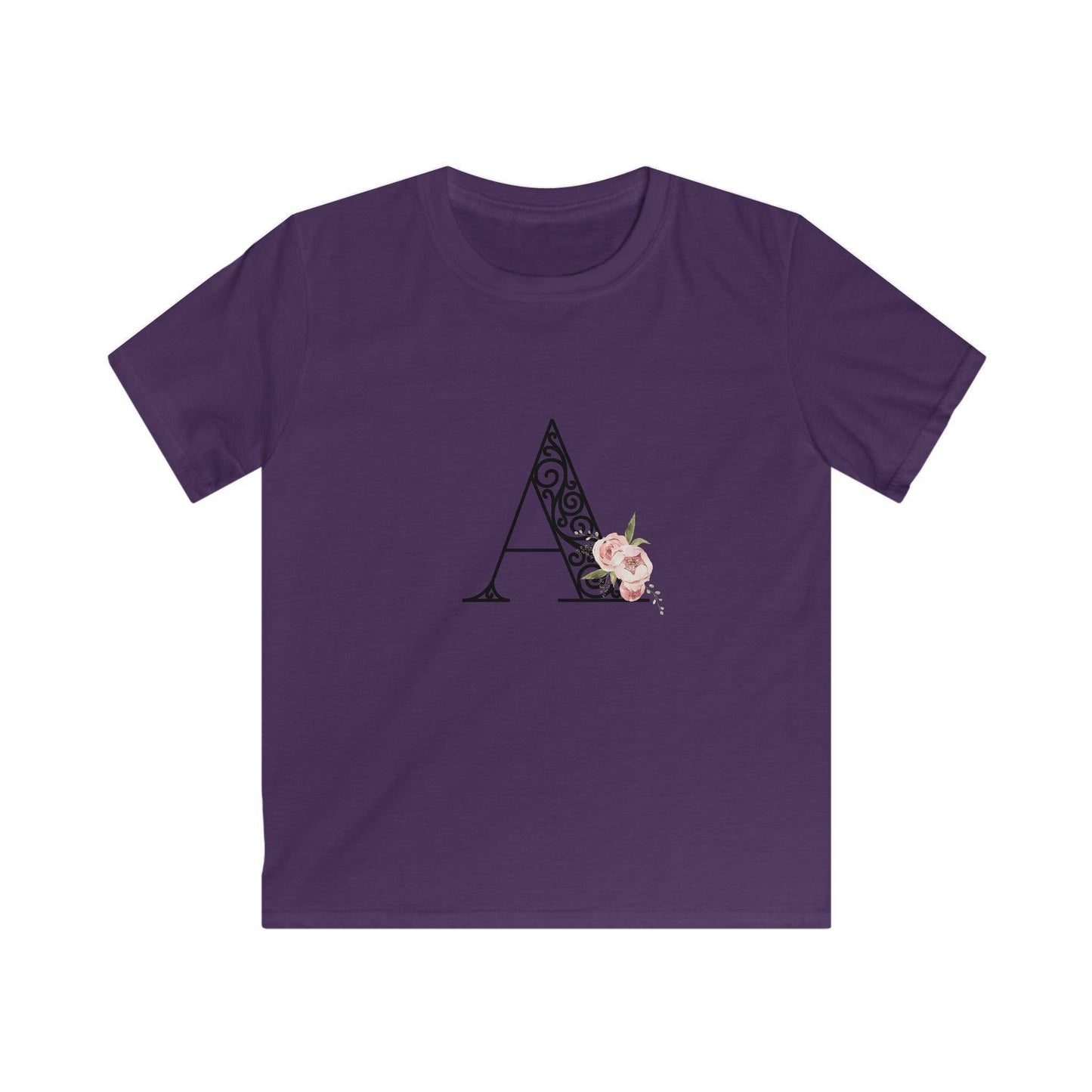 Floral Letters: Letter A - Kids Softstyle Tee - Whippie's