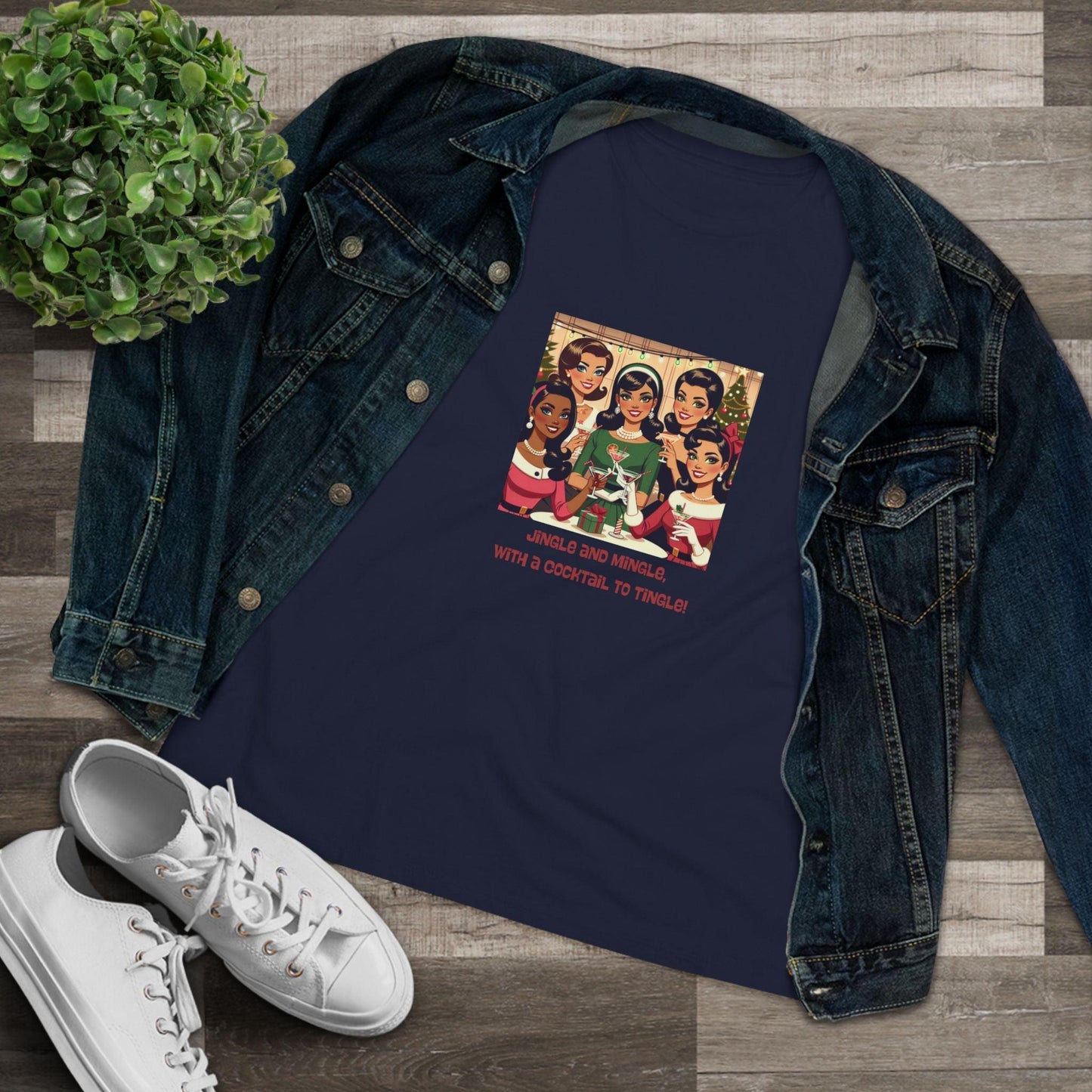 Holiday Friends Sipping Cocktails - Women's Softstyle Tee - Whippie's
