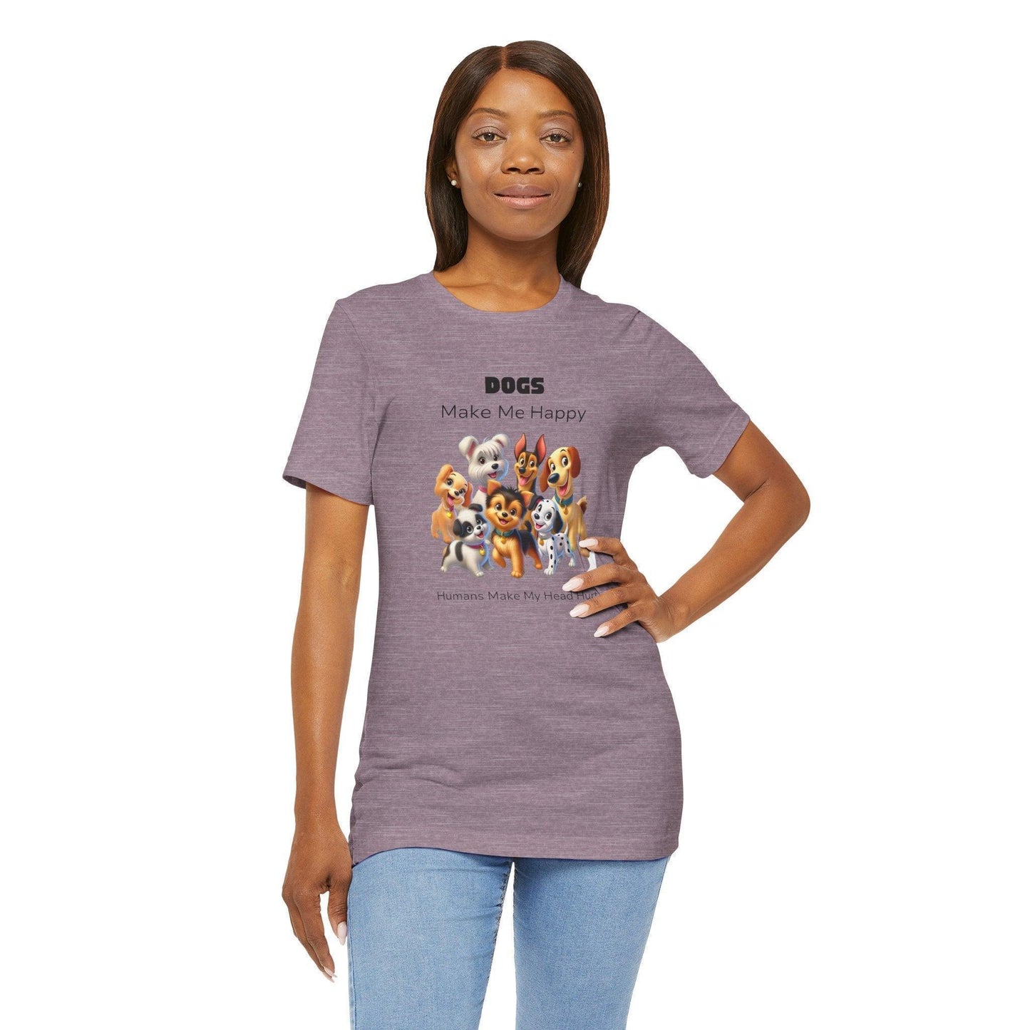 🐶 Dogs Make Me Happy 😊 Unisex Jersey Tee ✨ Pawsitive vibes only! 🐾 - Whippie's