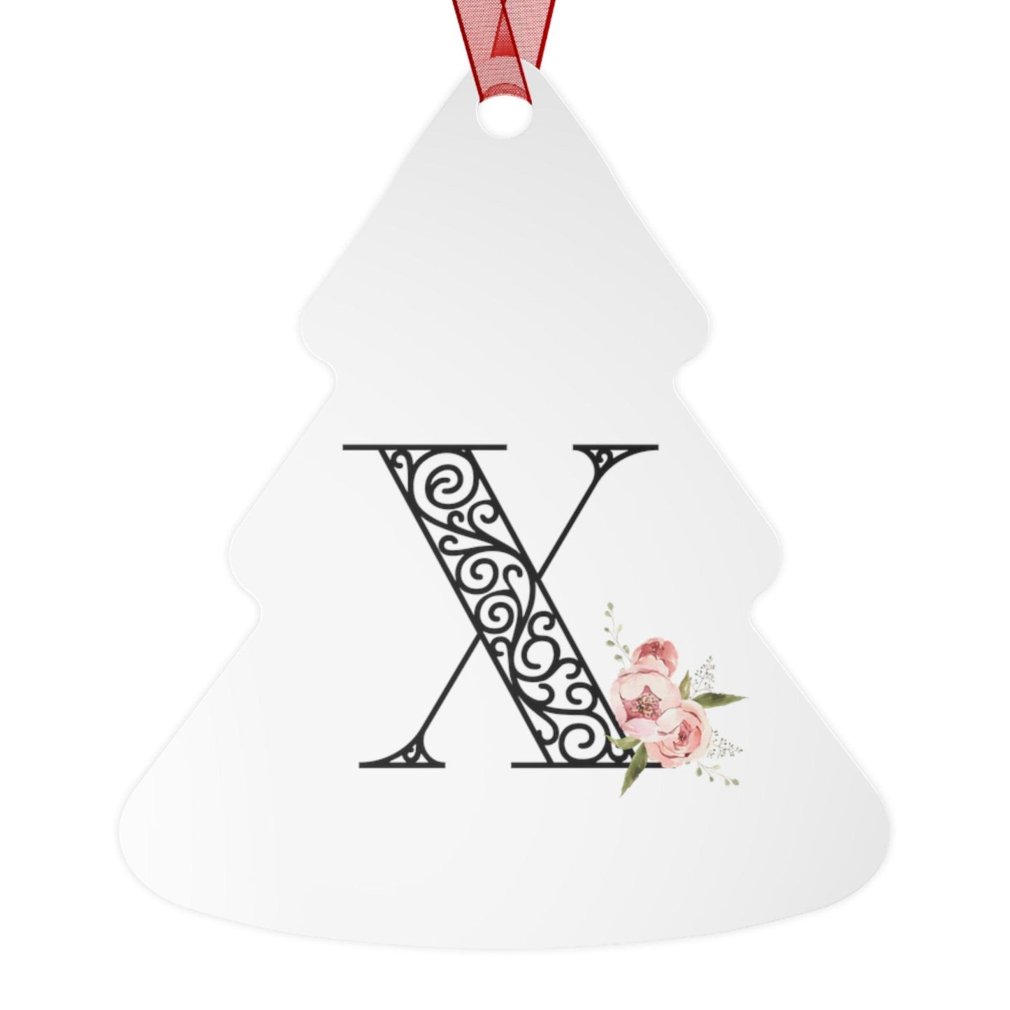 Floral Letters: Letter X - Metal Christmas Ornament - Whippie's