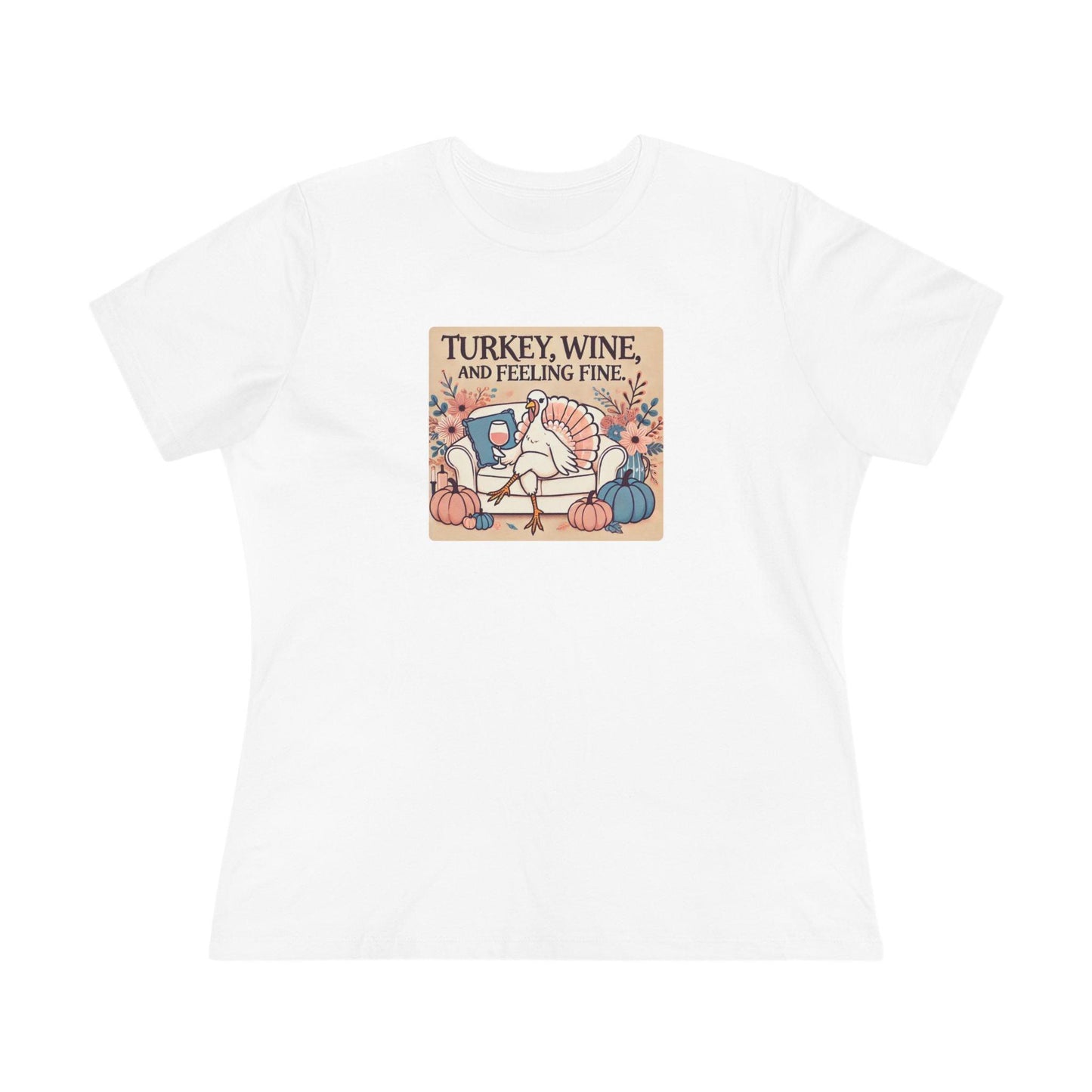 Turkey, Wine, Feeling Fine - Cheers to Thanksgiving! 🦃🍷 - Women's Softstyle Tee - Whippie's