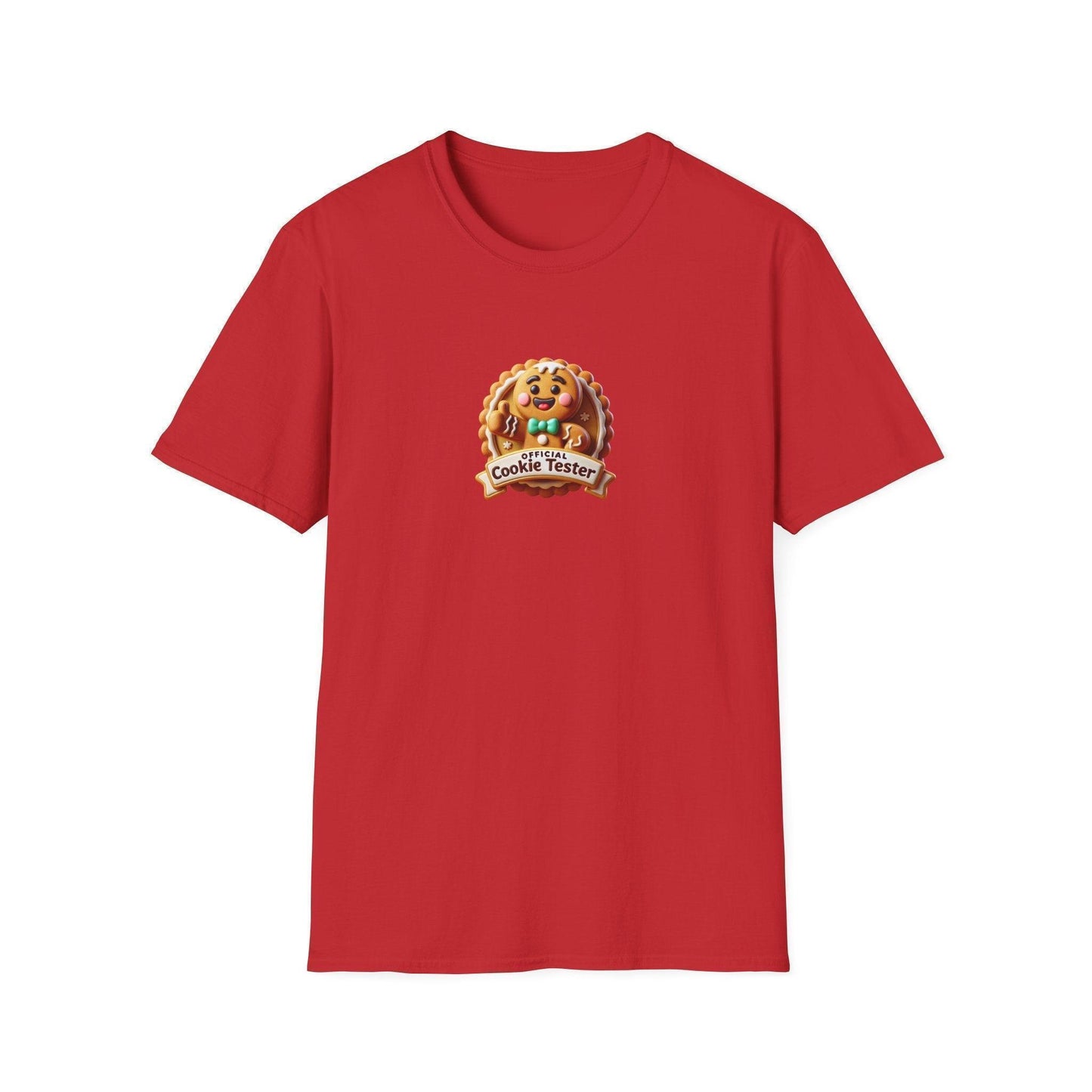 Official Cookie Tester 🍪 – Fun Gingerbread Design with Peeking Gingerbread Man - Unisex Softstyle Tee - Whippie's