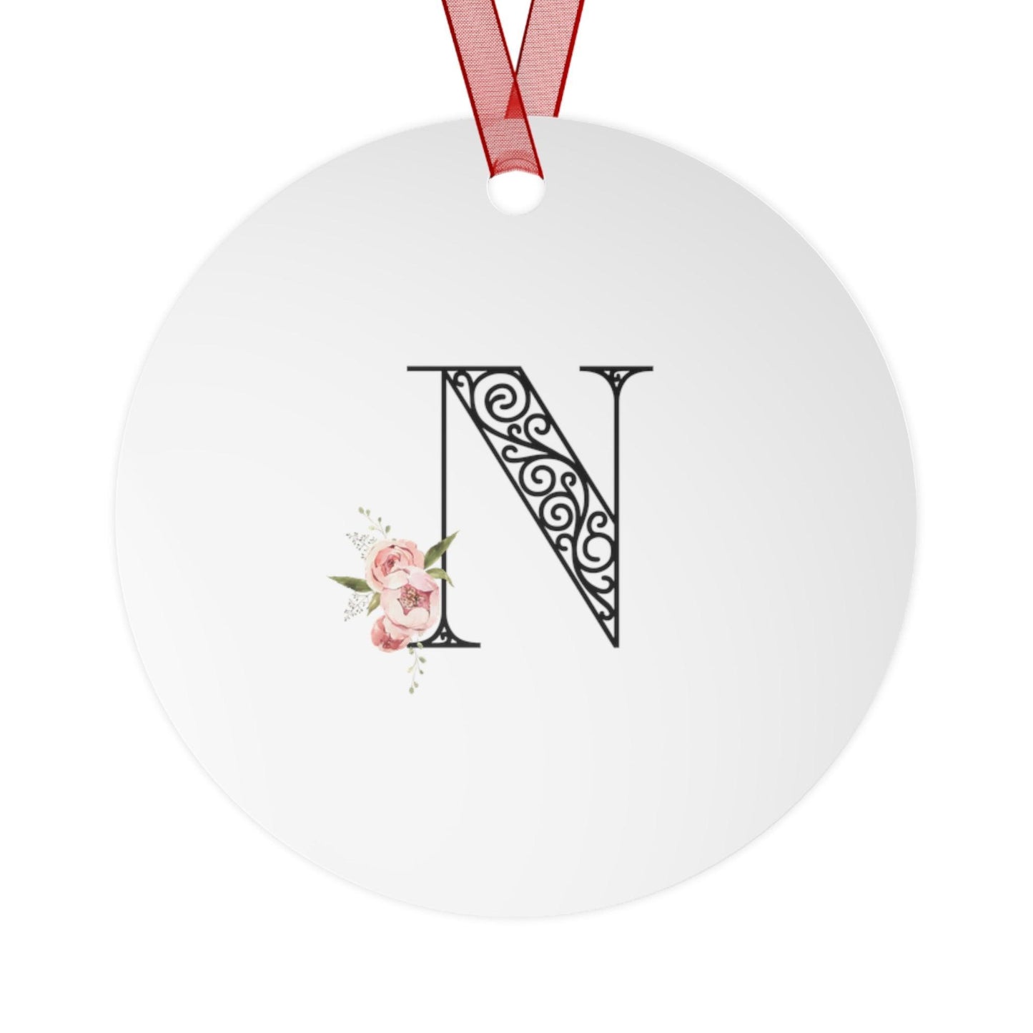 Floral Letters: Letter N - Metal Christmas Ornament - Whippie's