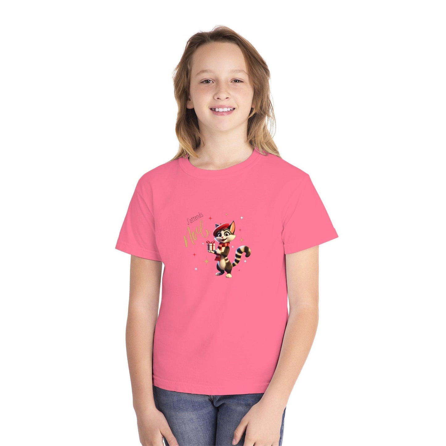 J'attends Noël 🐈⬛ Youth Midweight Tee 🎄 A purr-fectly Parisian Christmas for your little one! - Whippie's