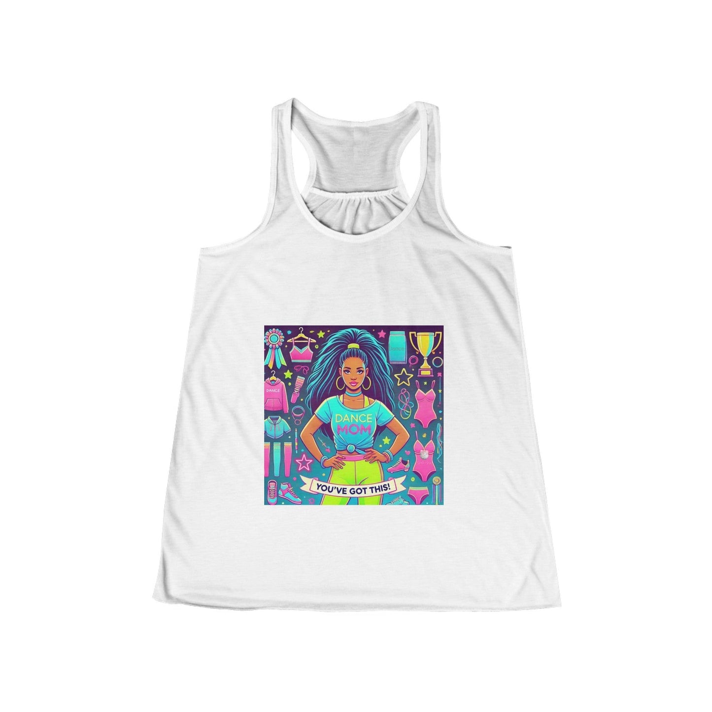 Dance Mom: You've Got This - Darker Skin Tone Mom - Young - Women's Flowy Racerback Tank - Whippie's