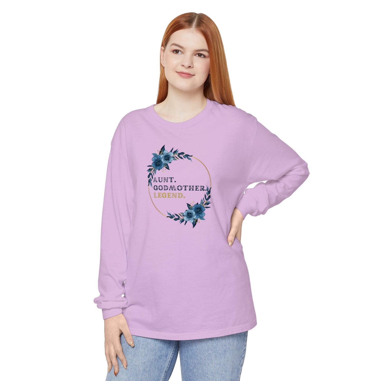 💐 Aunt. Godmother. Legend. Unisex Garment-Dyed Long Sleeve T-Shirt 👑 - Whippie's