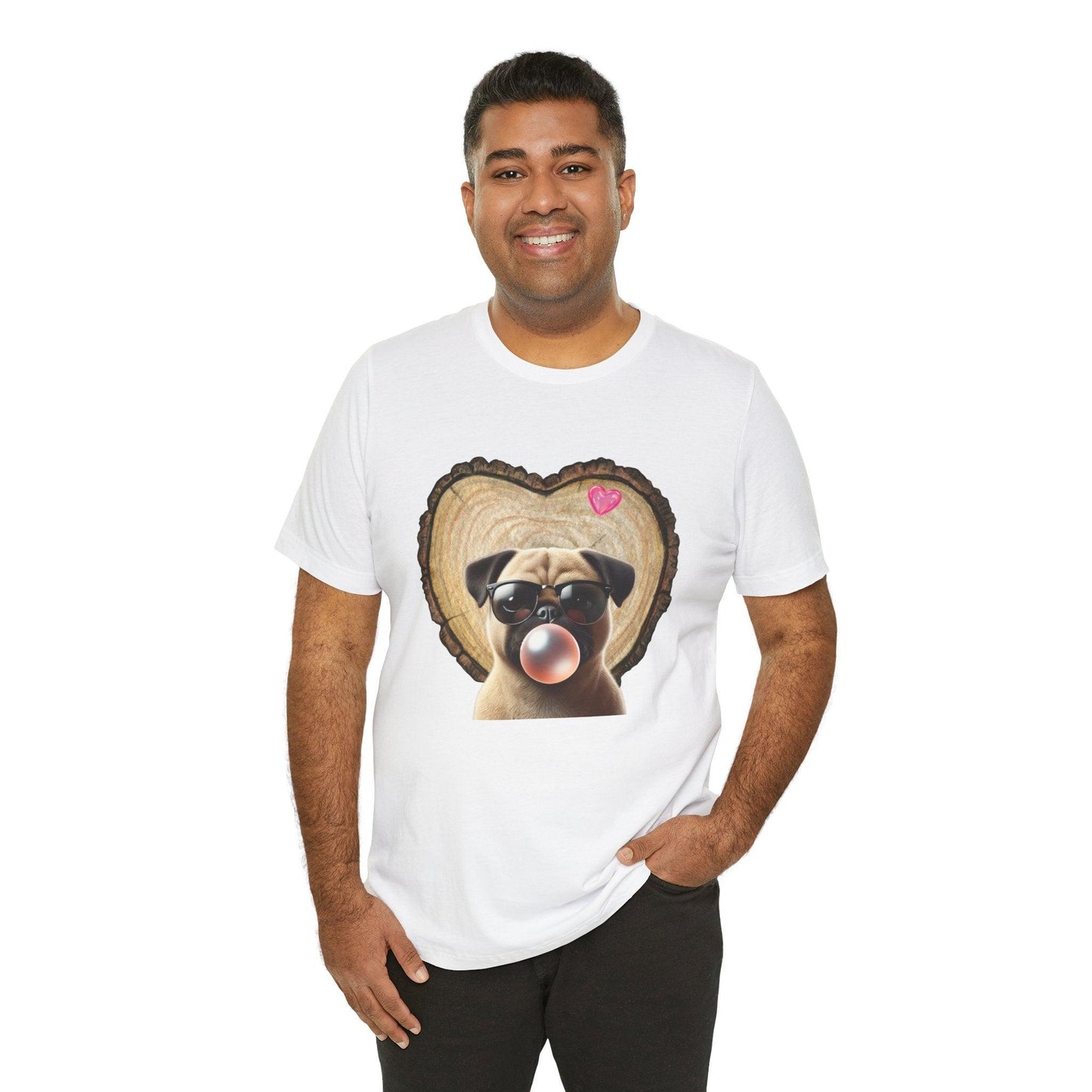 Pug Love - Unisex Jersey Tee - 🐶💕 Spread the Love with a Bubbly Pug! 💕🐶 - Whippie's