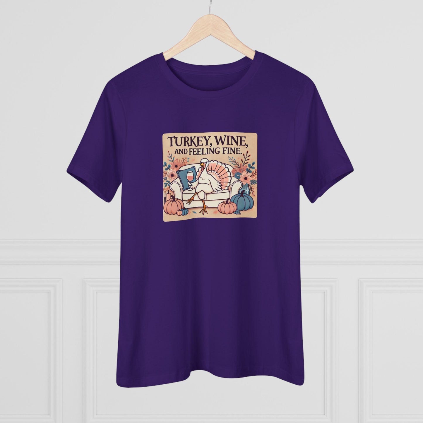Turkey, Wine, Feeling Fine - Cheers to Thanksgiving! 🦃🍷 - Women's Softstyle Tee - Whippie's