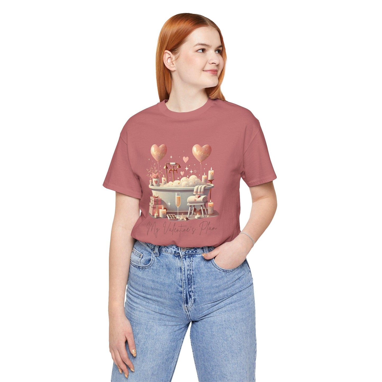 💖 My Valentine's Plan 🛁 Unisex Jersey Tee ✨ Romance, Relaxation, and a Touch of Whimsy! - Whippie's