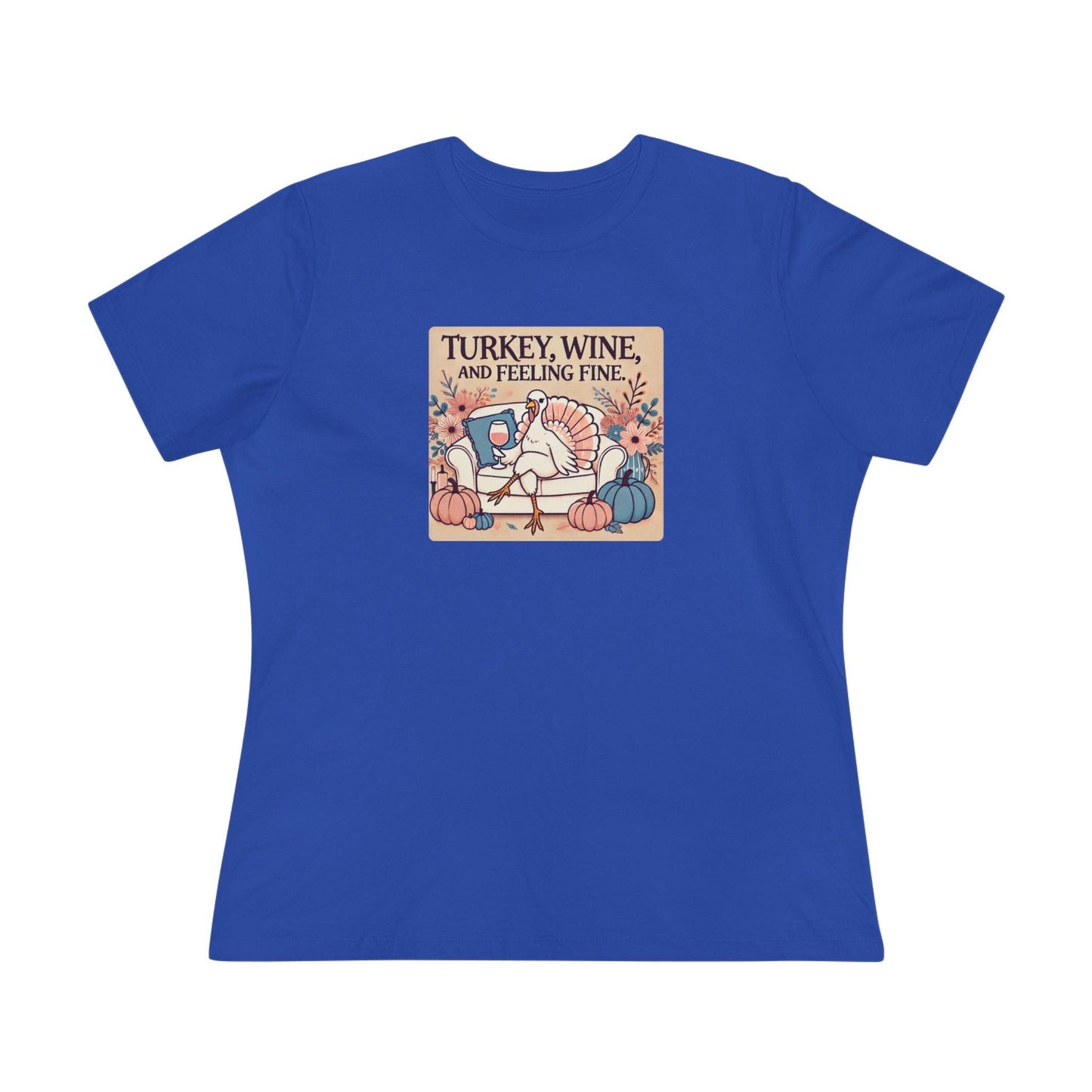 Turkey, Wine, Feeling Fine - Cheers to Thanksgiving! 🦃🍷 - Women's Softstyle Tee - Whippie's