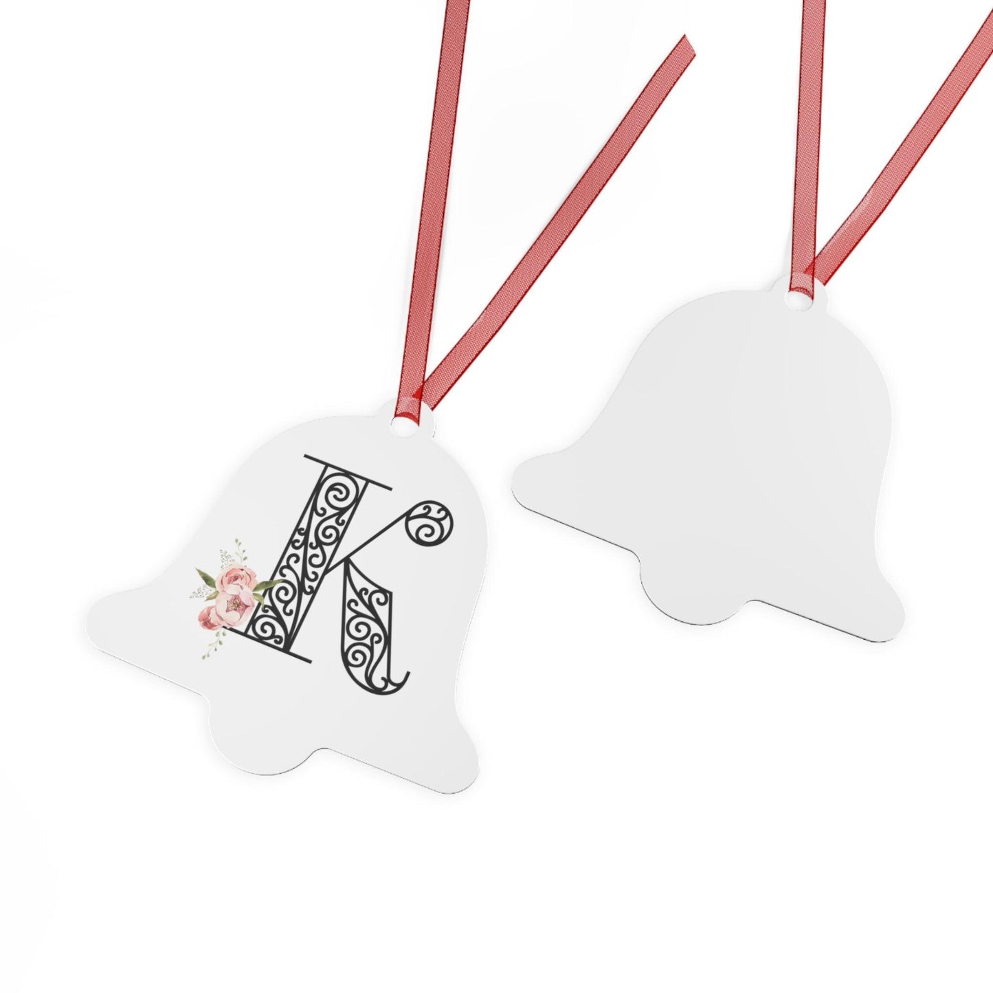Floral Letters: Letter K - Metal Christmas Ornament - Whippie's
