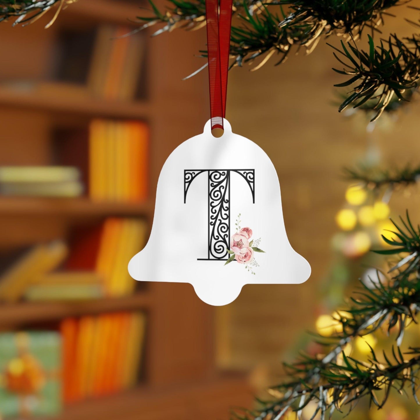 Floral Letters: Letter T - Metal Christmas Ornament - Whippie's