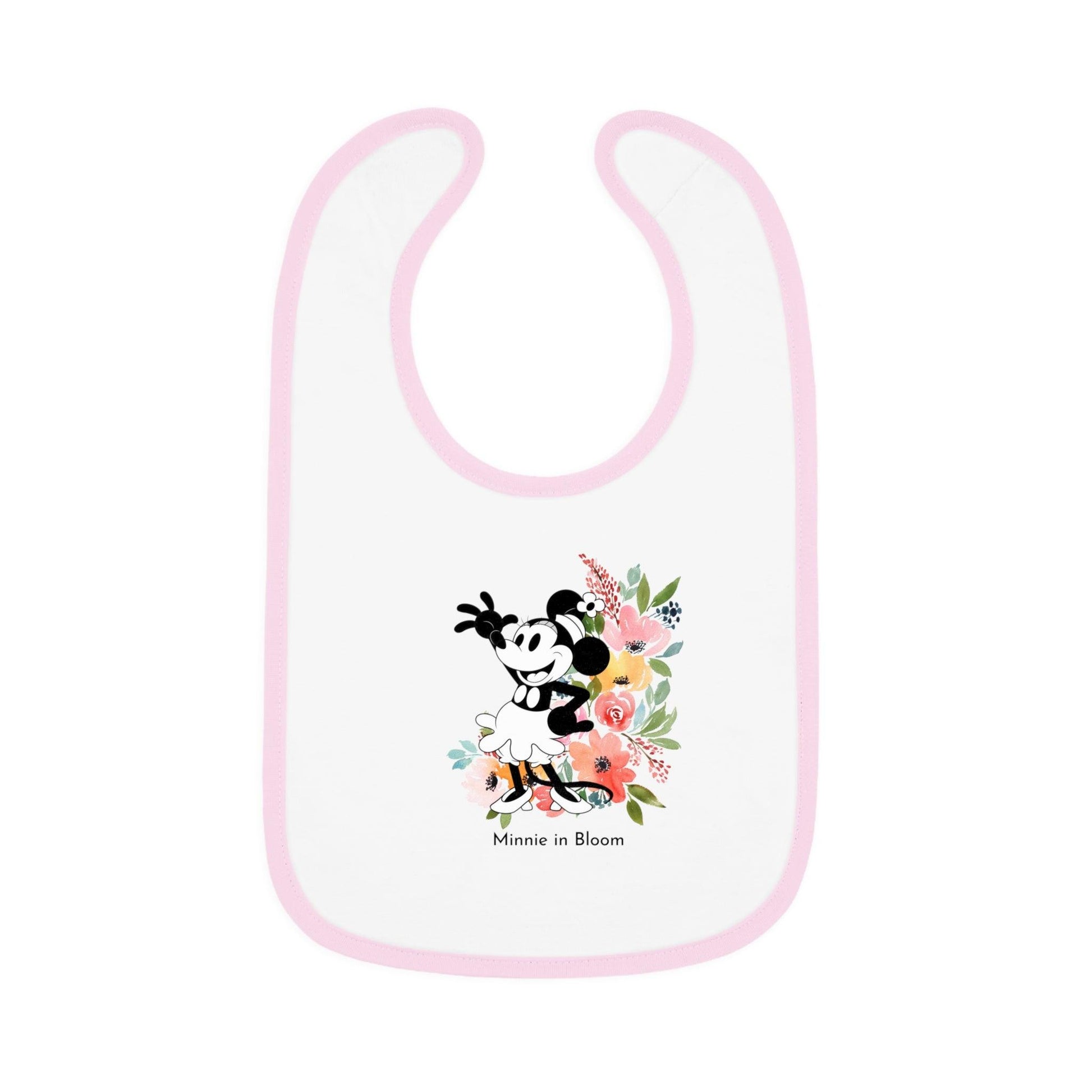 Minnie in Bloom - Mealtime Beauty! 🚢✨ Baby Contrast Trim Jersey Bib - Whippie's