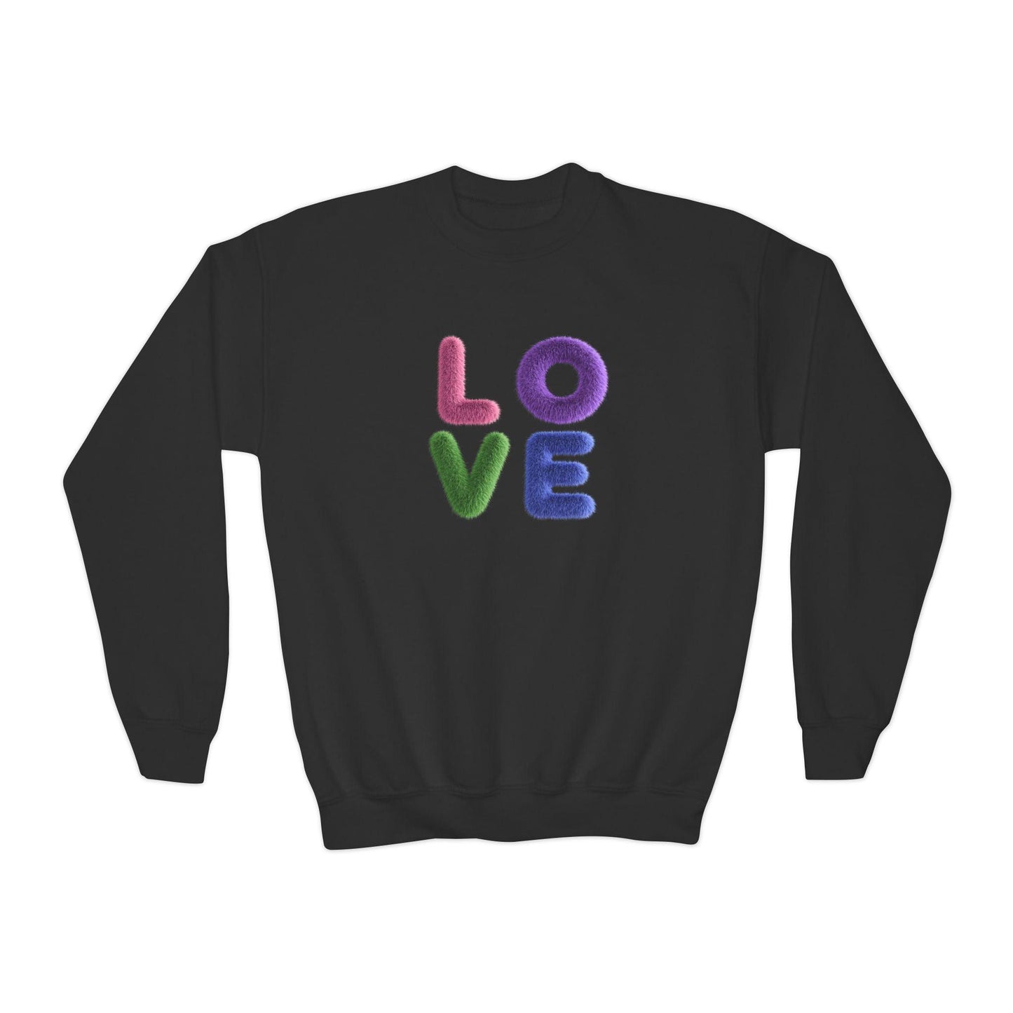 Fuzzy Love Sweatshirt - Youth Crewneck Sweatshirt- Spread the Love ❤️ - Whippie's