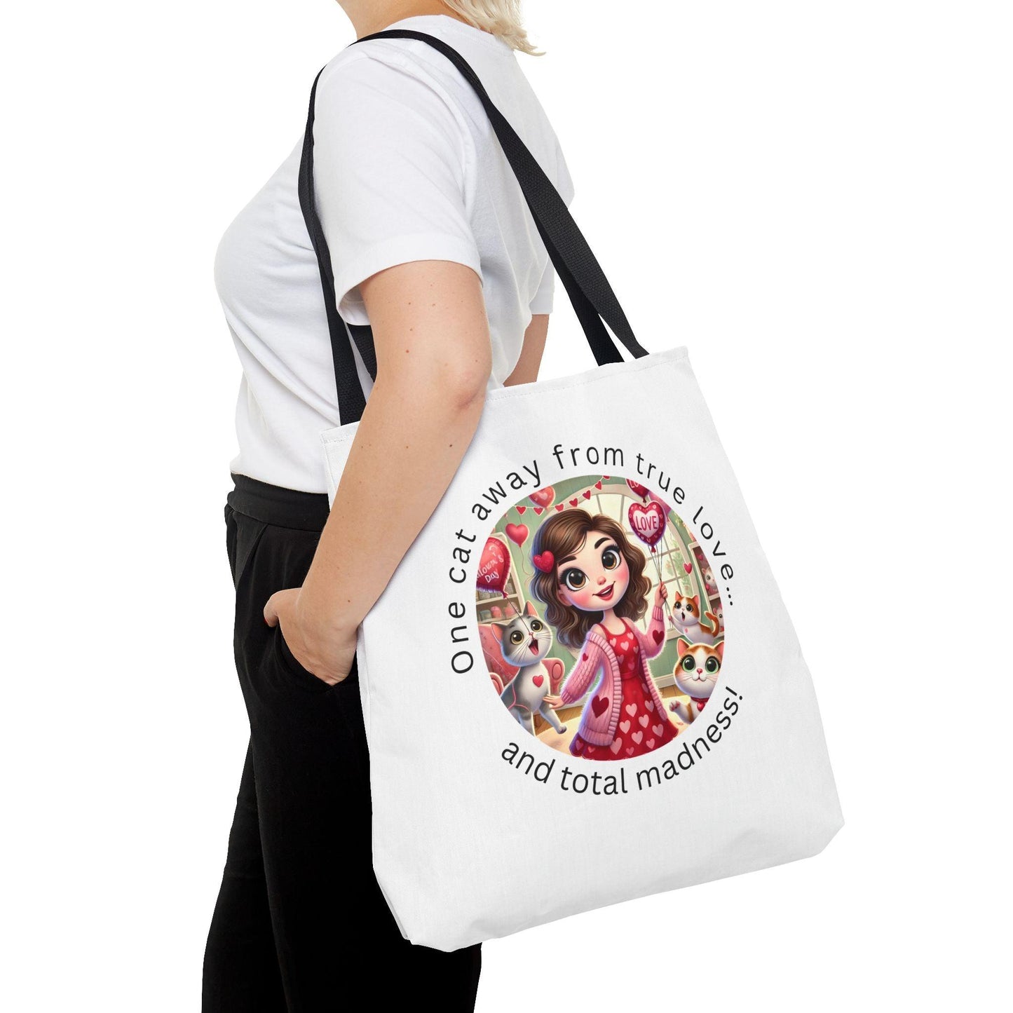 😻 One Cat Away From True Love... Tote Bag ✨ Purr-fectly practical and oh-so-stylish! - Whippie's