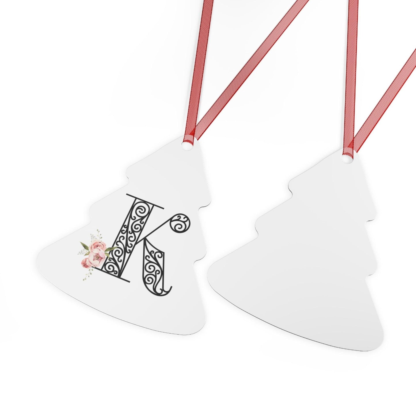 Floral Letters: Letter K - Metal Christmas Ornament - Whippie's
