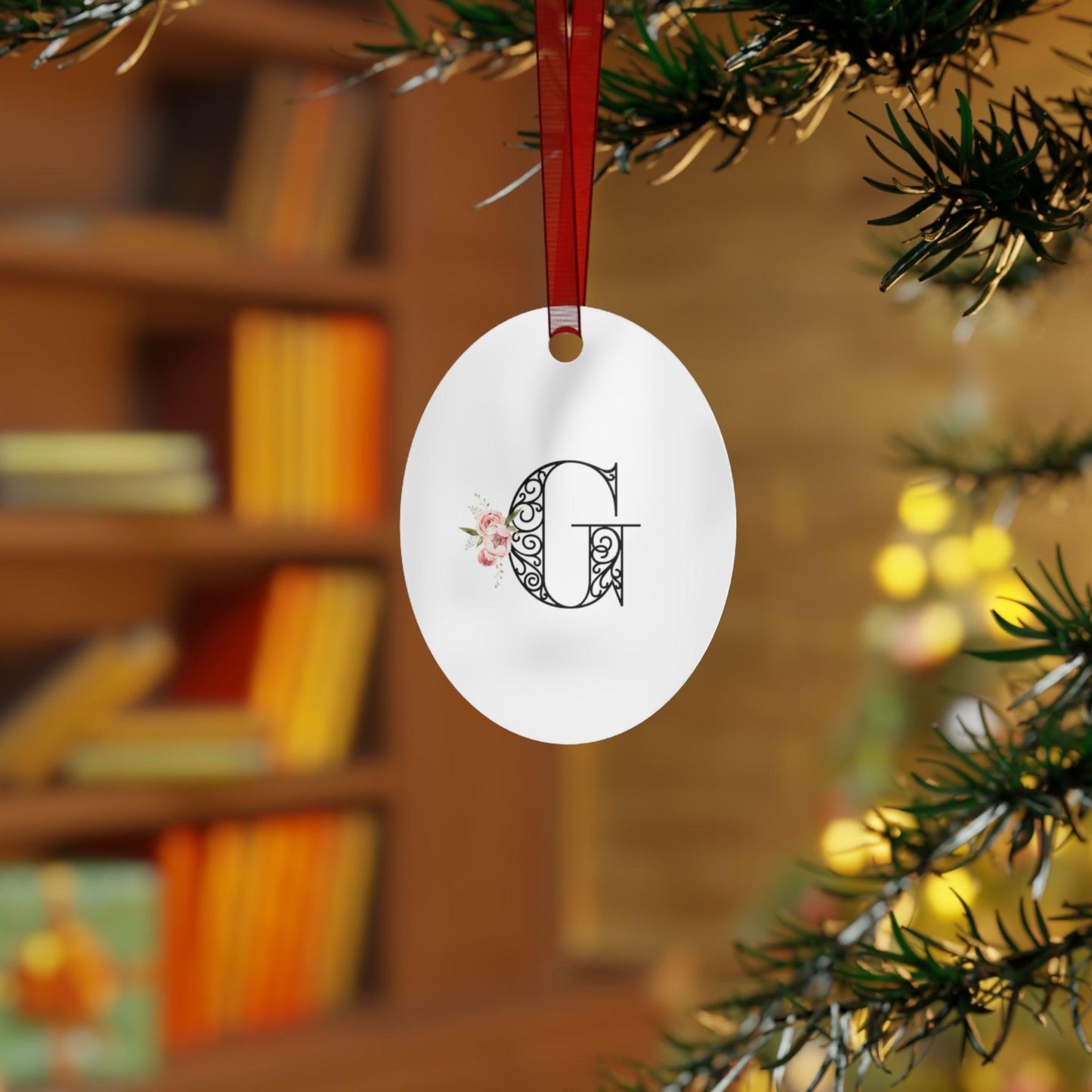 Floral Letters: Letter G - Metal Christmas Ornament - Whippie's