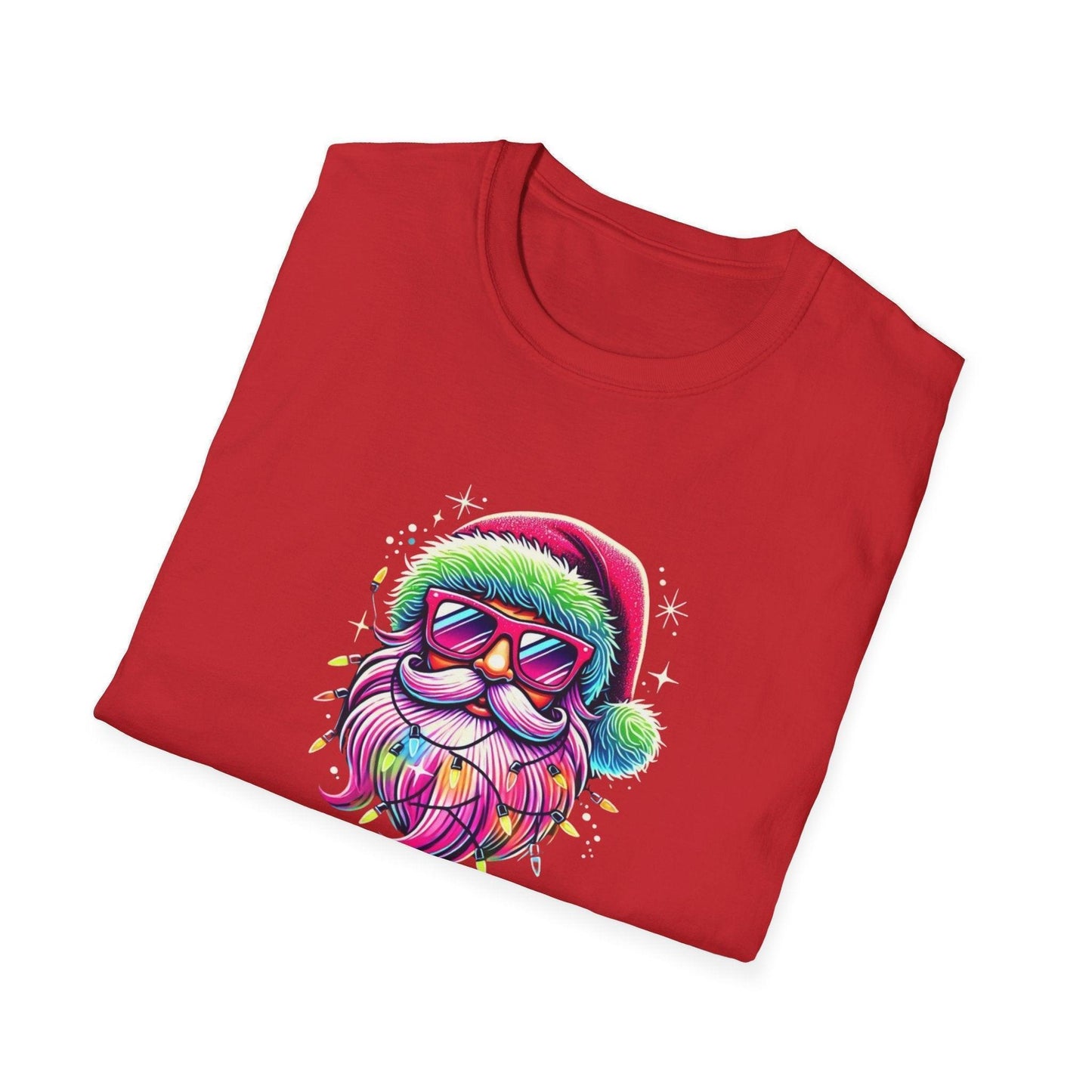 Shine Bright Like Santa! 🎅🎄🌈✨ - Unisex Softstyle T-shirt - Whippie's